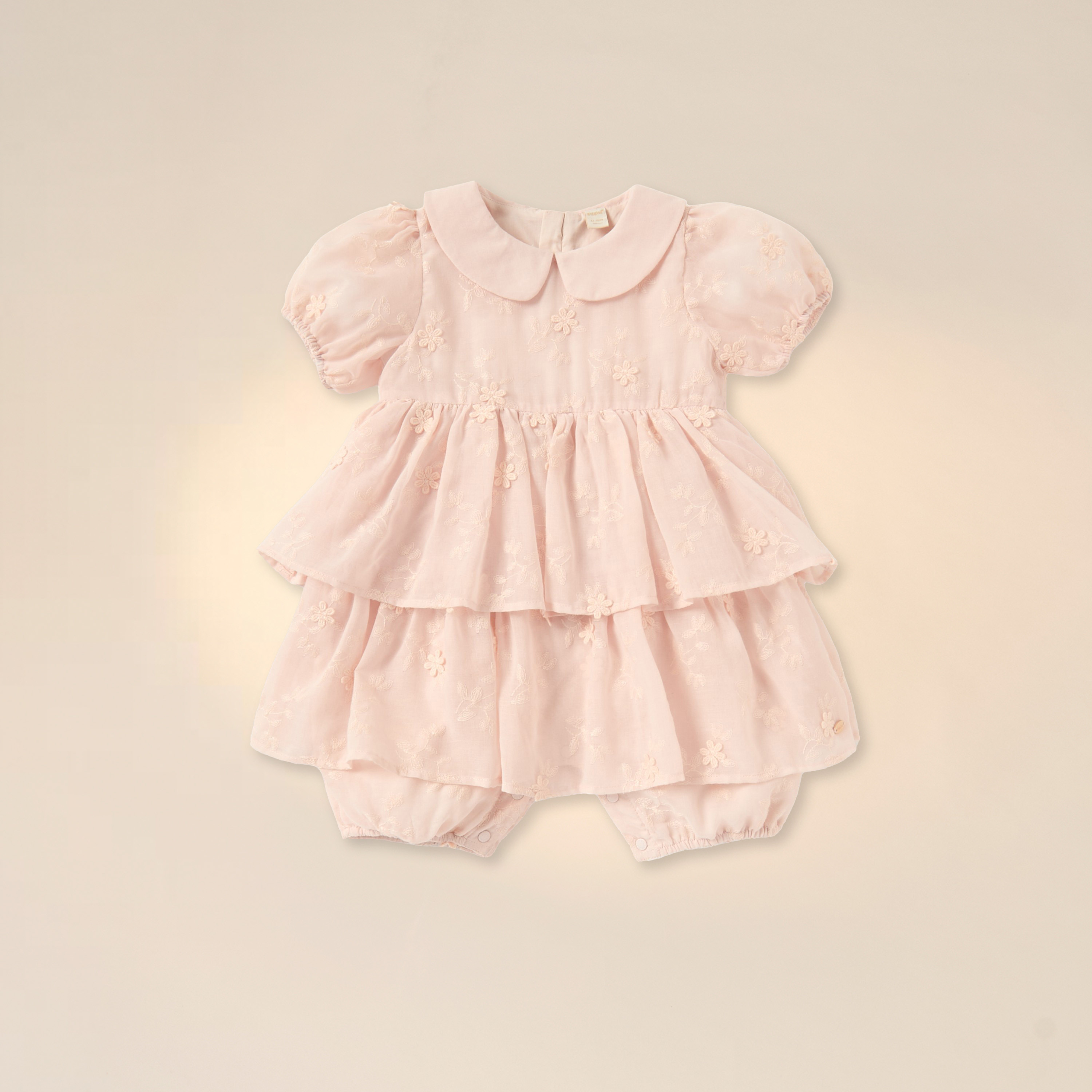 أفرول زهري بارز الملمس بياقة وأكمام قصيرة من جيجلز-baby-girls-clothing-rompers-image-1