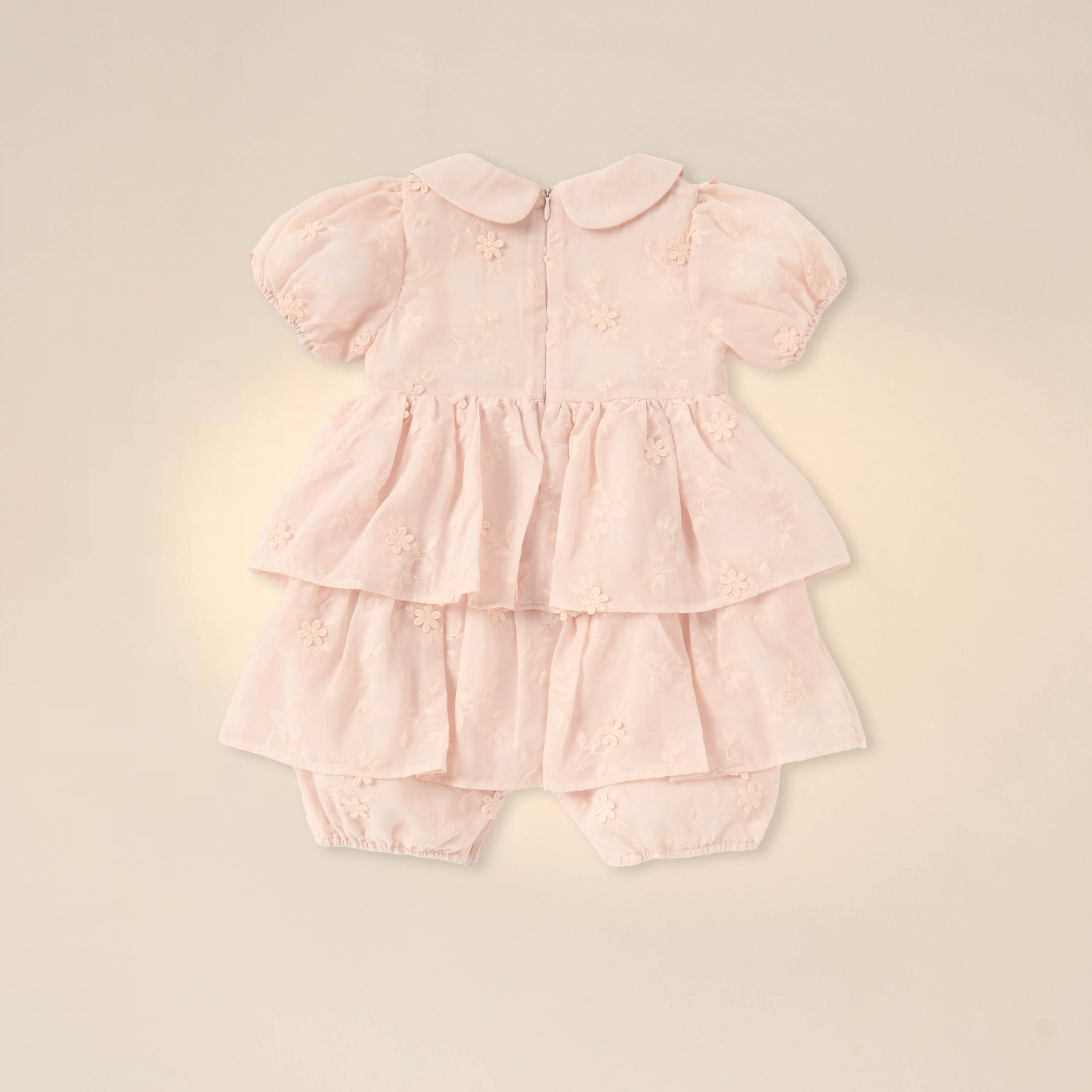 أفرول زهري بارز الملمس بياقة وأكمام قصيرة من جيجلز-baby-girls-clothing-rompers-image-2