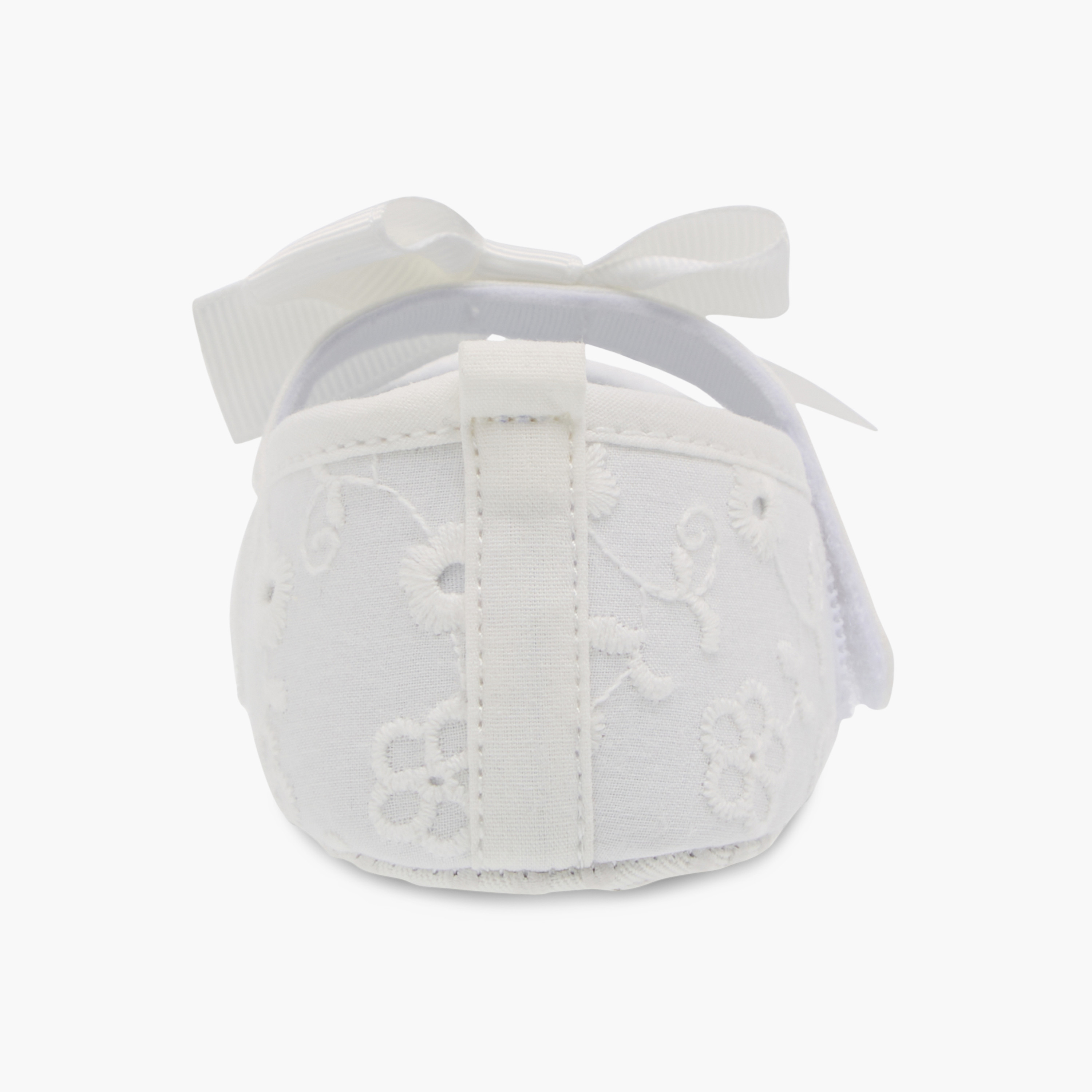 Giggles Schiffli Embroidered Bow Detail Booties with Hook and Loop Closure-baby-girls-shoes-booties-image-5
