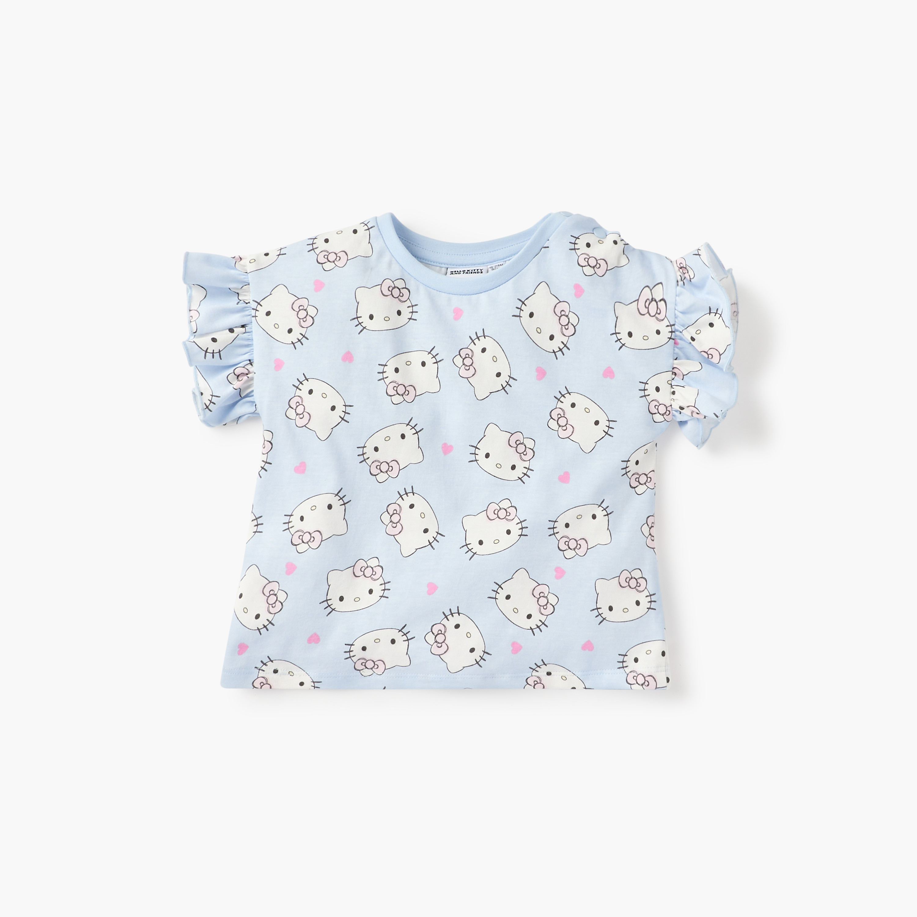 Sanrio Hello Kitty Print Crew Neck T-shirt with Short Sleeves- Set of 2-baby-girls-clothing-multipacks-image-2