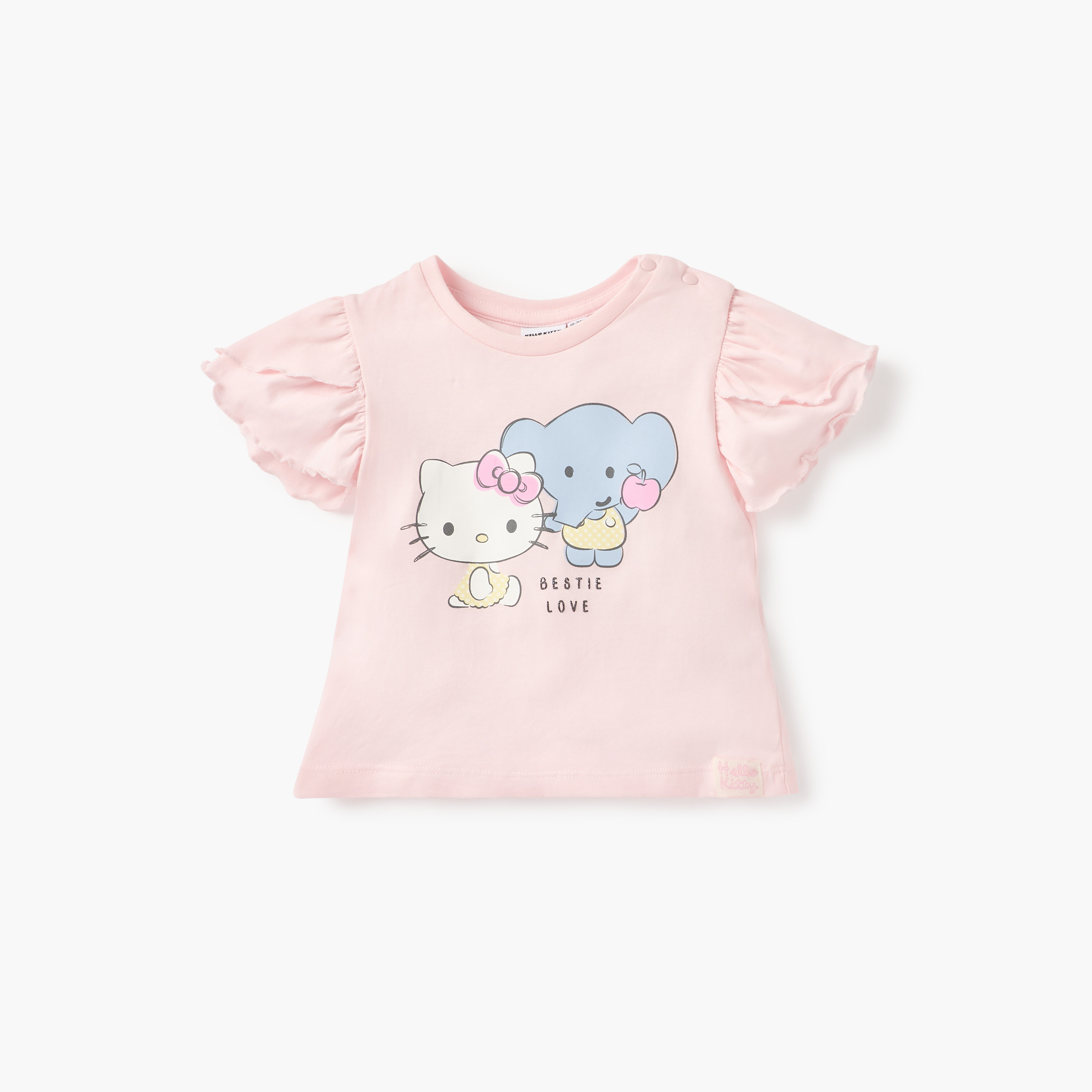 Sanrio Hello Kitty Print Crew Neck T-shirt with Short Sleeves- Set of 2-baby-girls-clothing-multipacks-image-3