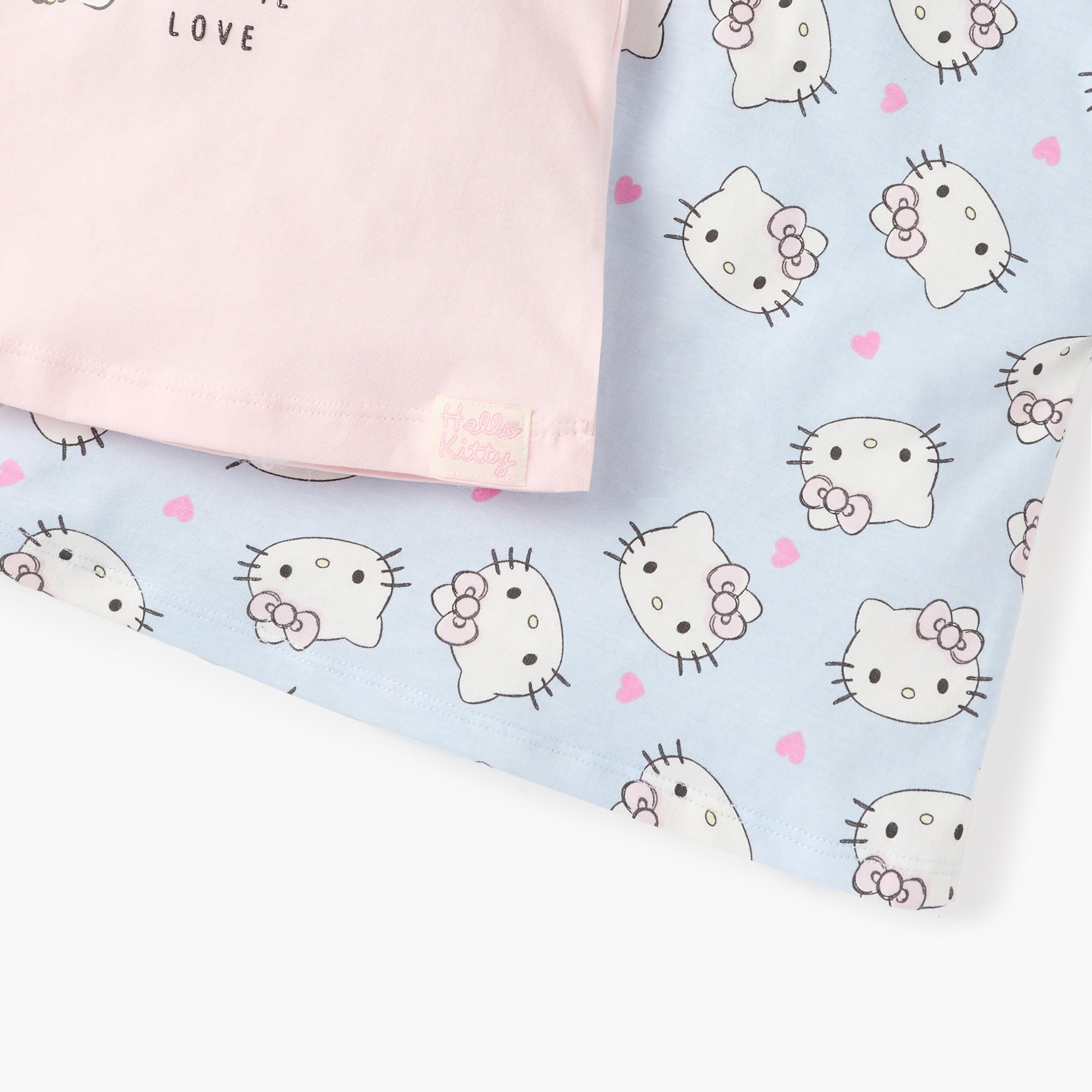 Sanrio Hello Kitty Print Crew Neck T-shirt with Short Sleeves- Set of 2-baby-girls-clothing-multipacks-image-5