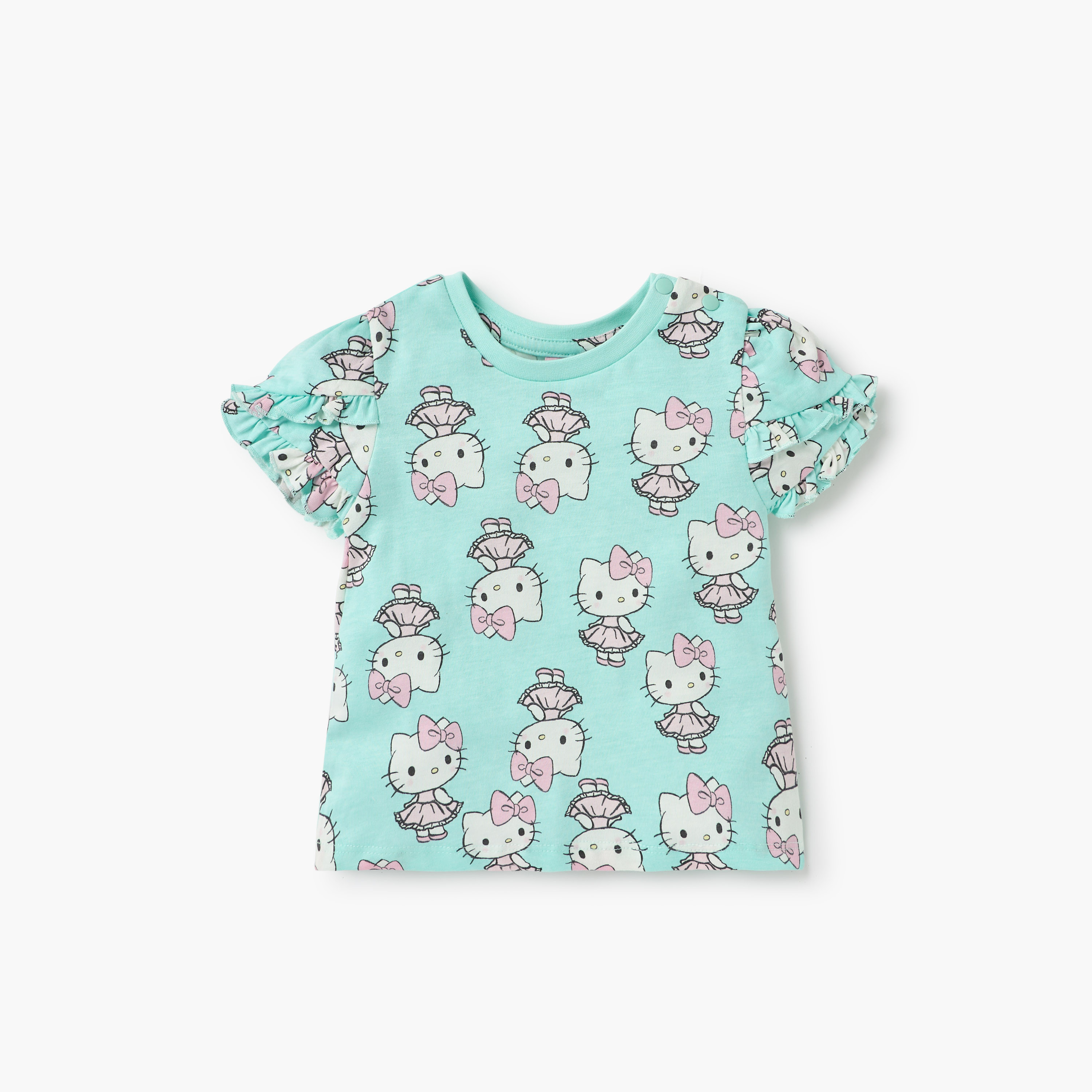 Sanrio Hello Kitty Print T-shirt with Ruffle Sleeves - Set of 2-baby-girls-clothing-tshirts-image-2