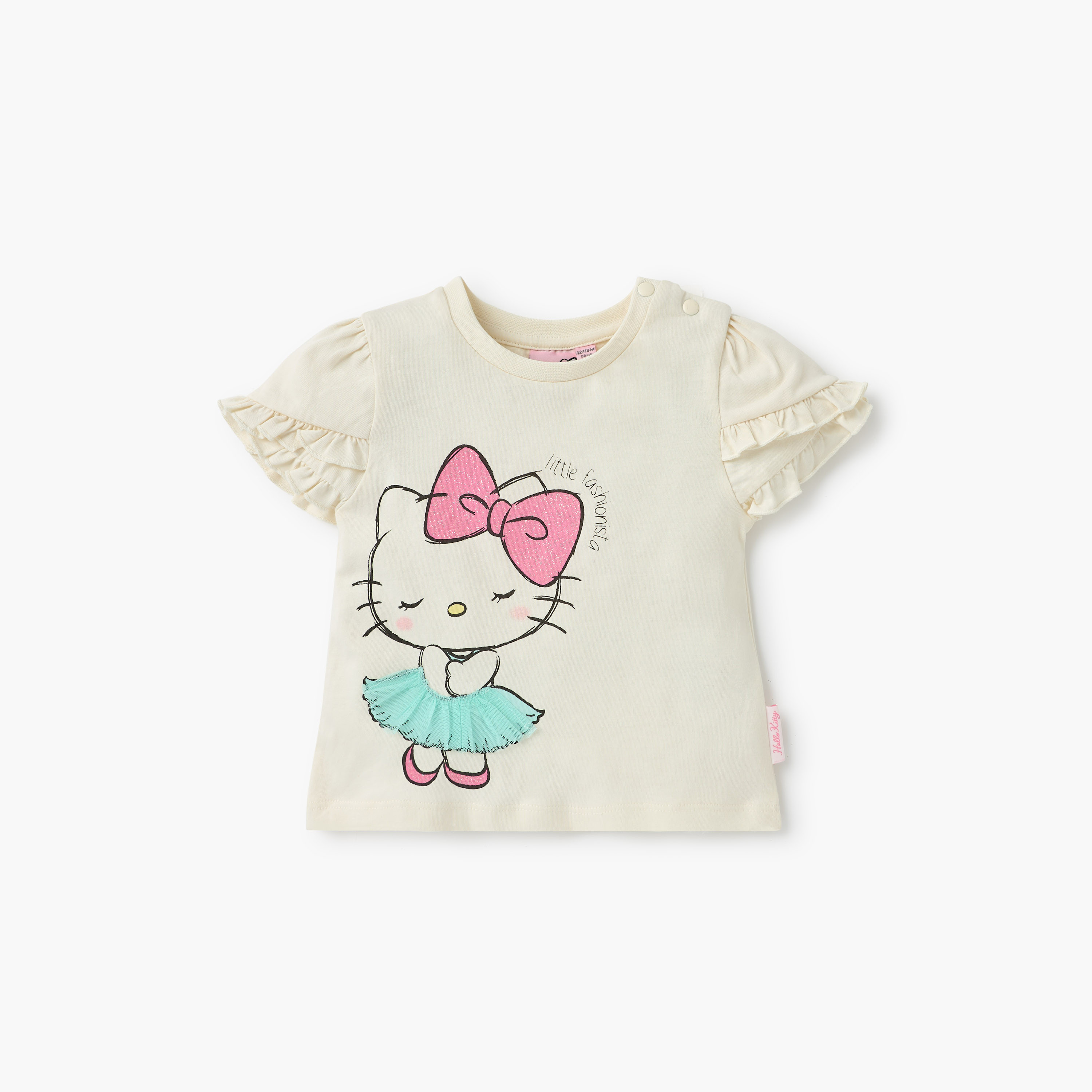 Sanrio Hello Kitty Print T-shirt with Ruffle Sleeves - Set of 2-baby-girls-clothing-tshirts-image-3