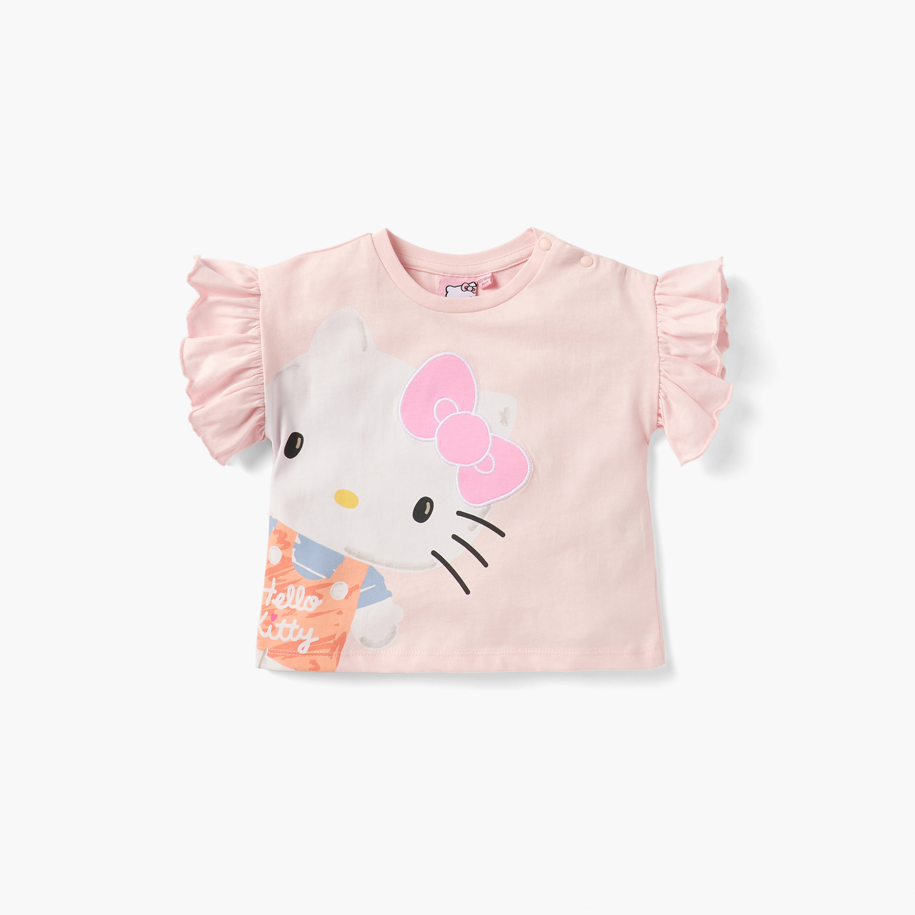 Sanrio Hello Kitty Print T-shirt with Ruffle Sleeves - Set of 2-baby-girls-clothing-tshirts-image-2
