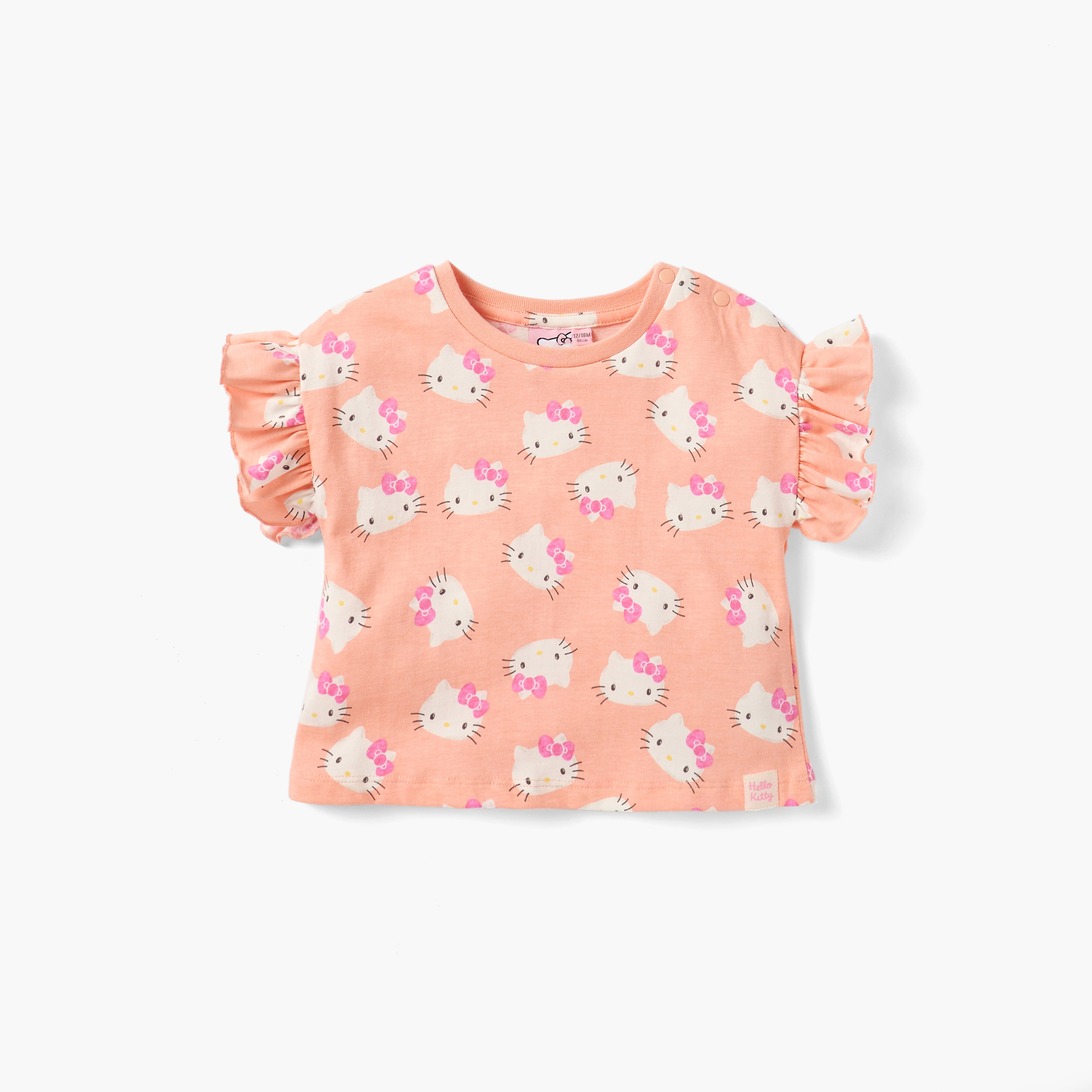 Sanrio Hello Kitty Print T-shirt with Ruffle Sleeves - Set of 2-baby-girls-clothing-tshirts-image-3