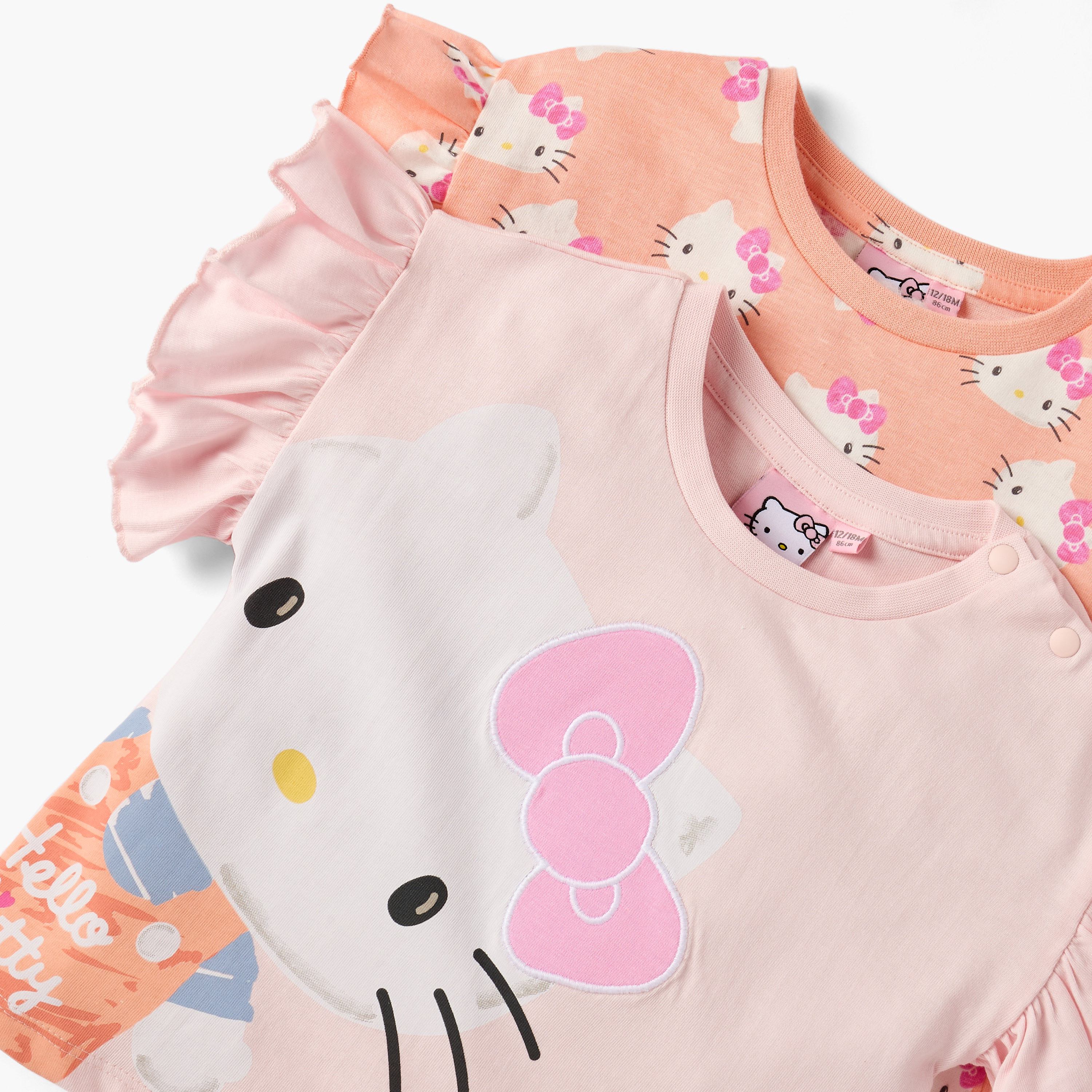 Sanrio Hello Kitty Print T-shirt with Ruffle Sleeves - Set of 2-baby-girls-clothing-tshirts-image-4