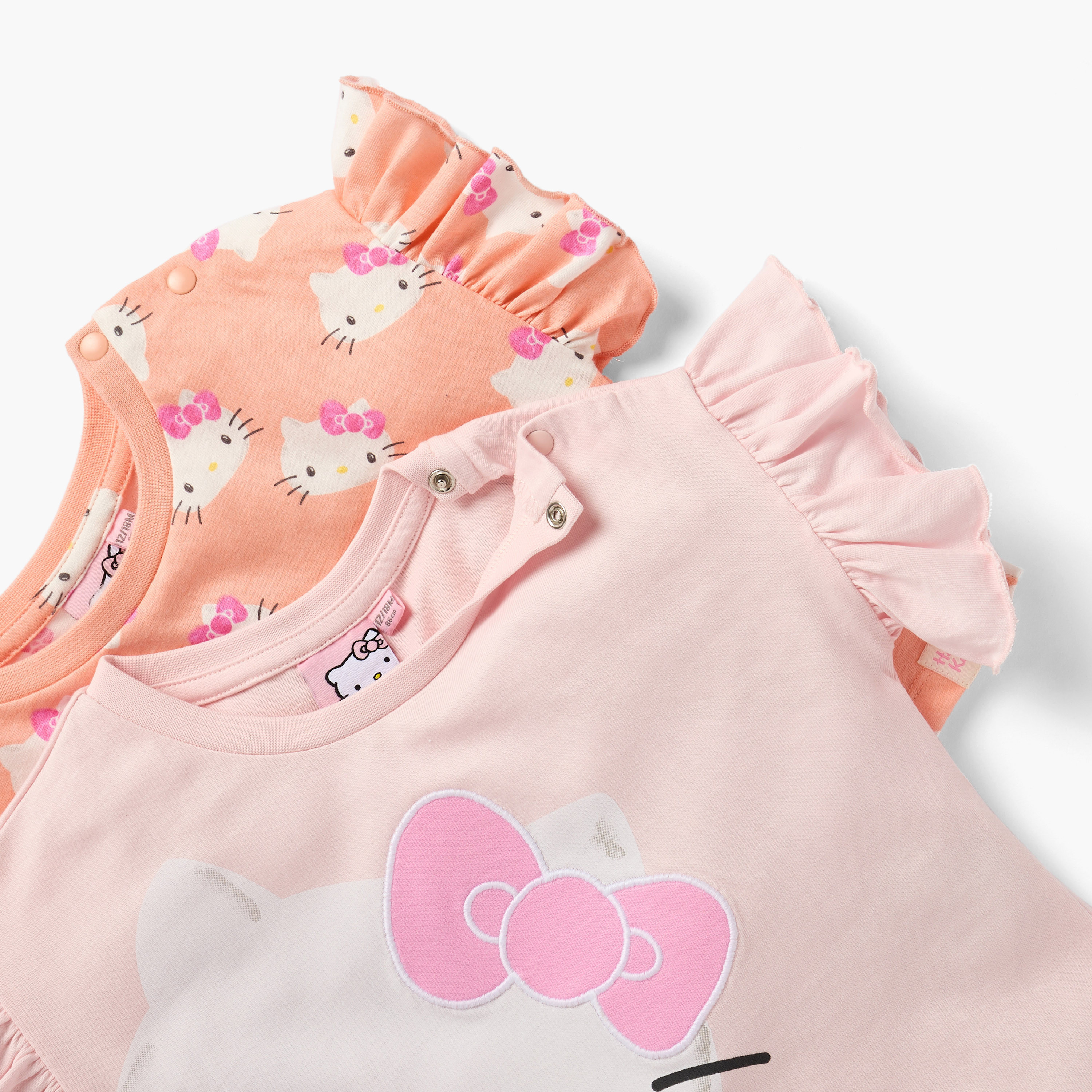 Sanrio Hello Kitty Print T-shirt with Ruffle Sleeves - Set of 2-baby-girls-clothing-tshirts-image-5