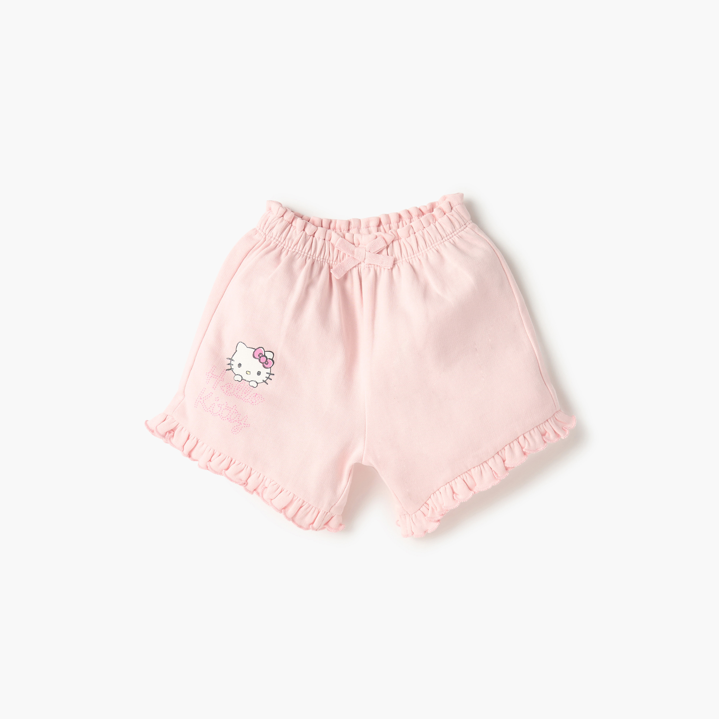 Sanrio Hello Kitty Print Shorts with Ruffle Detail - Set of 2-baby-girls-clothing-bottoms-shorts-image-2