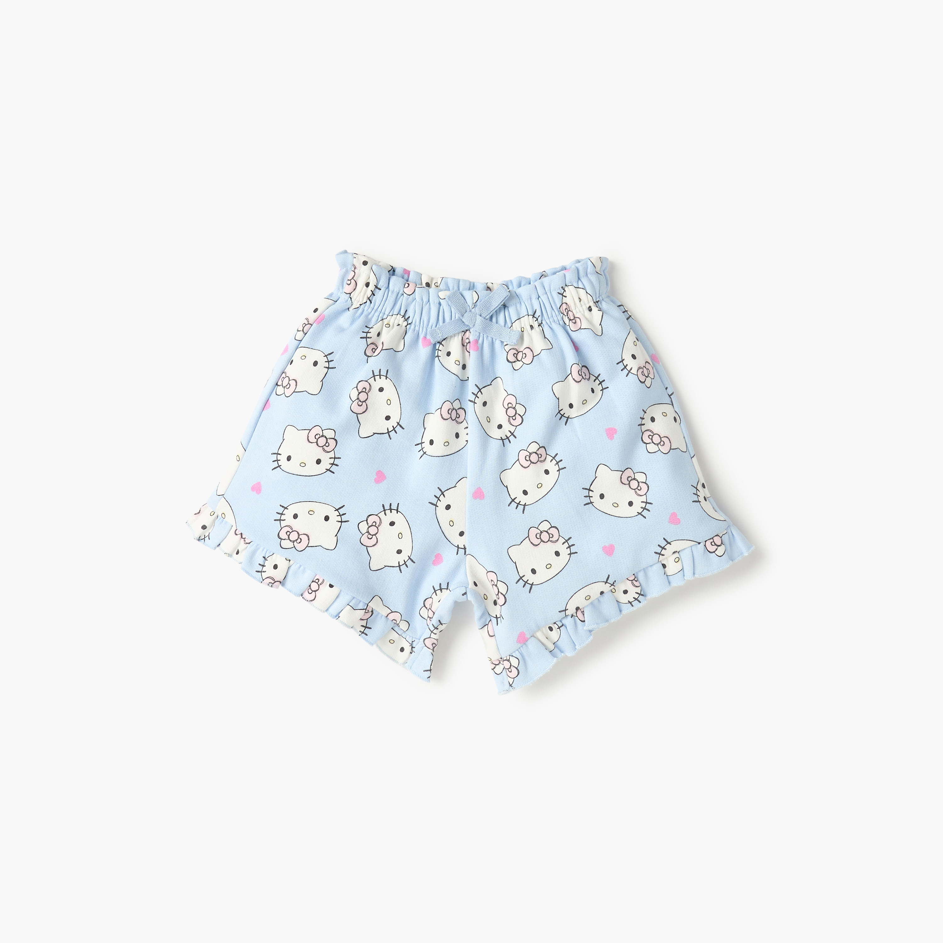 Sanrio Hello Kitty Print Shorts with Ruffle Detail - Set of 2-baby-girls-clothing-bottoms-shorts-image-3