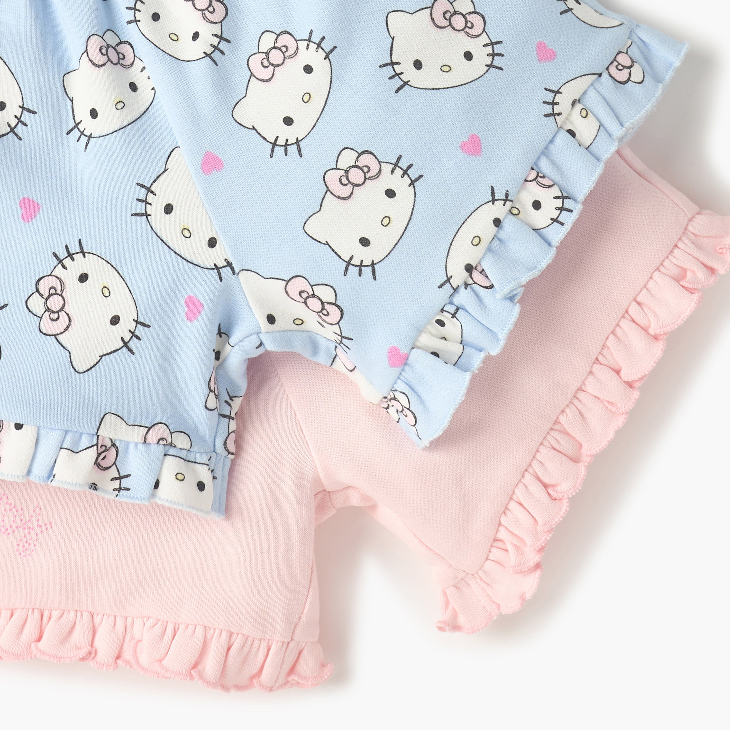 Sanrio Hello Kitty Print Shorts with Ruffle Detail - Set of 2-baby-girls-clothing-bottoms-shorts-image-5