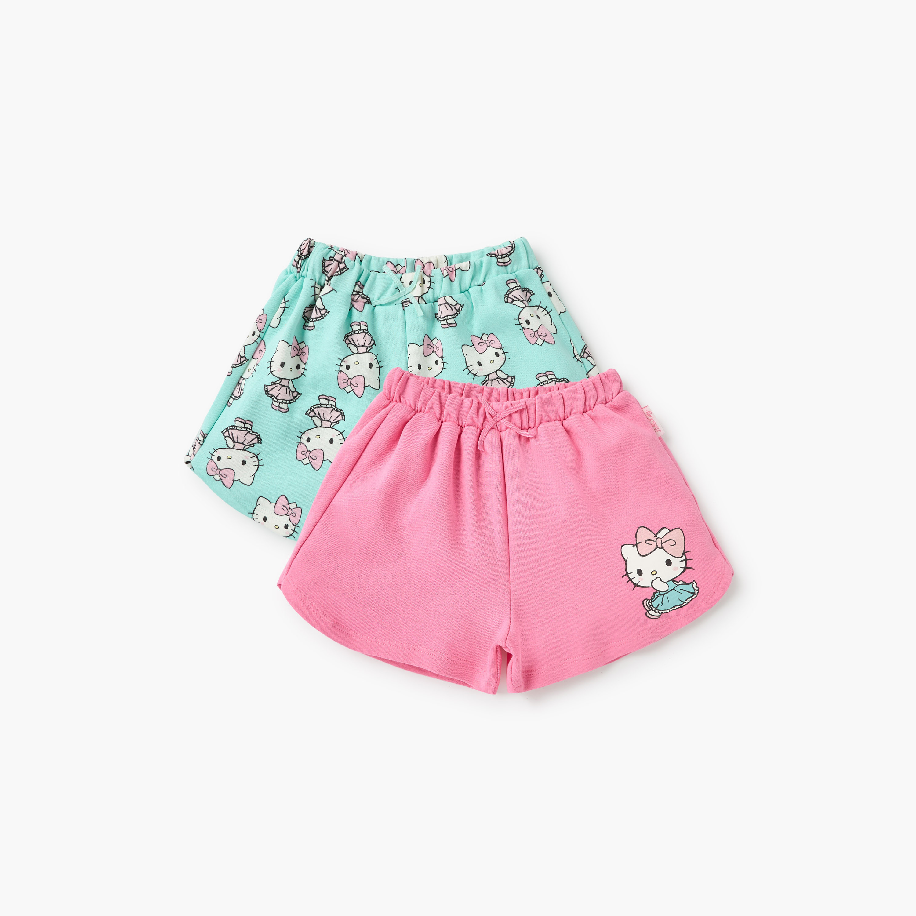 Sanrio Hello Kitty Print Shorts with Drawstring Closure - Set of 2-baby-girls-clothing-bottoms-shorts-image-1