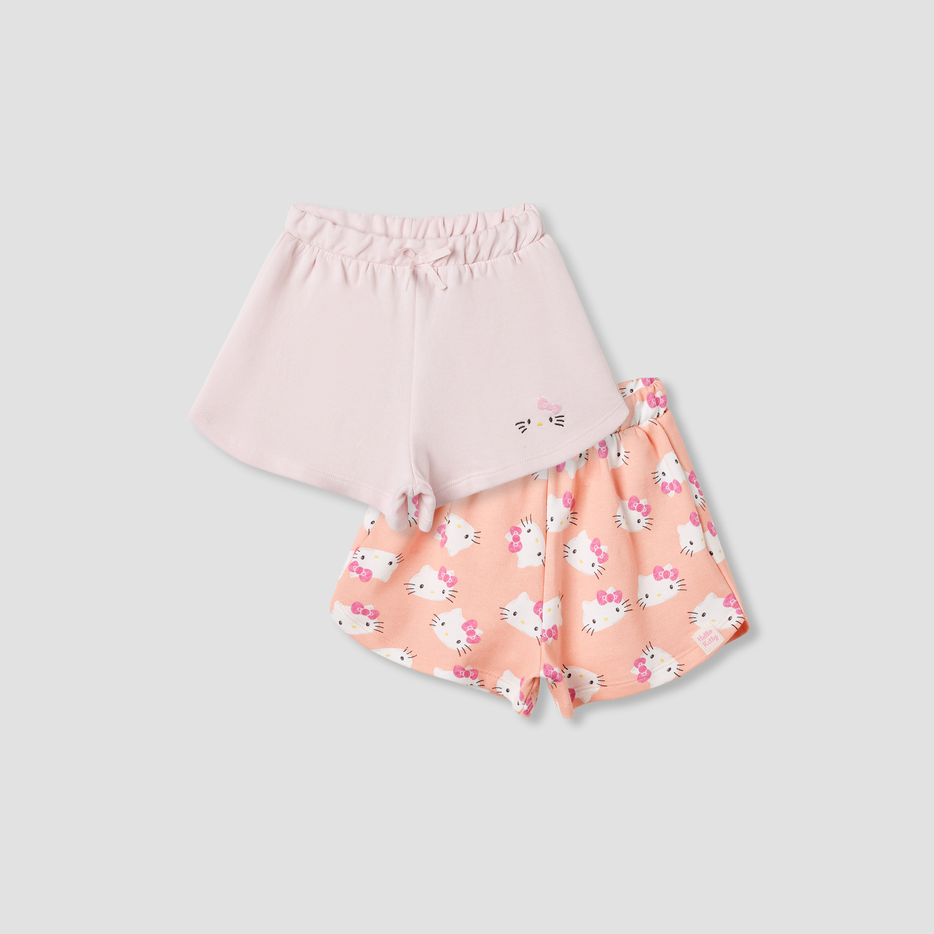 Sanrio Hello Kitty Print Shorts with Elasticated Waist - Set of 2-baby-girls-clothing-bottoms-shorts-image-1
