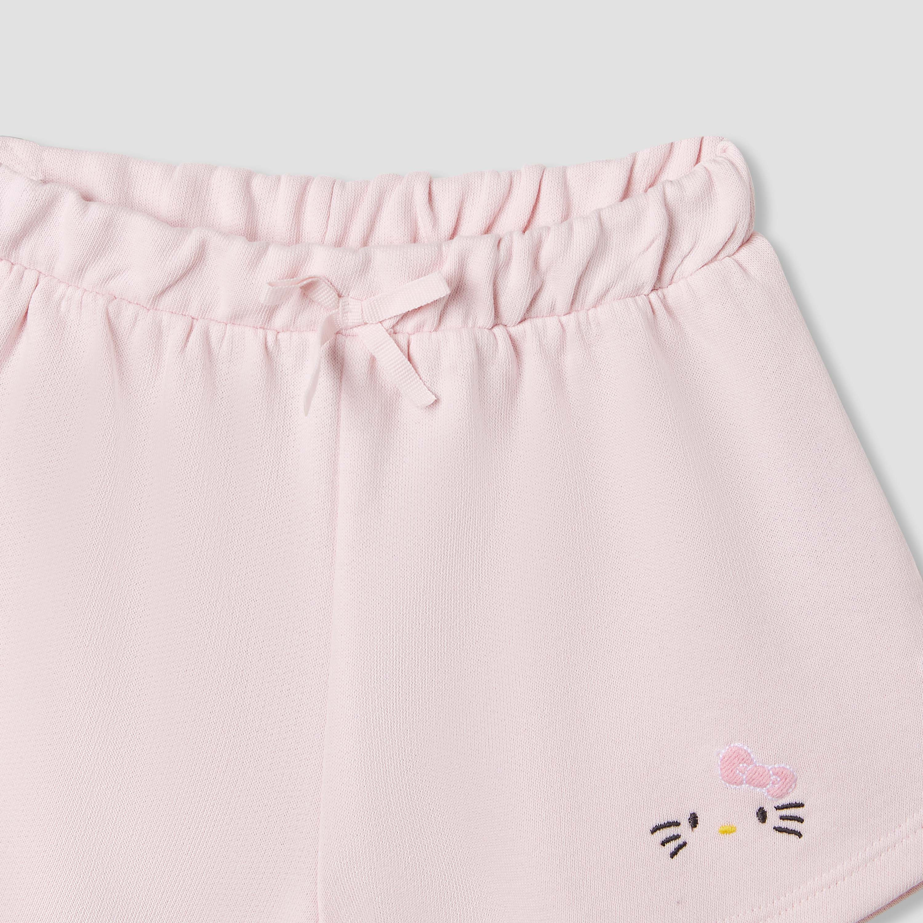 Sanrio Hello Kitty Print Shorts with Elasticated Waist - Set of 2-baby-girls-clothing-bottoms-shorts-image-4