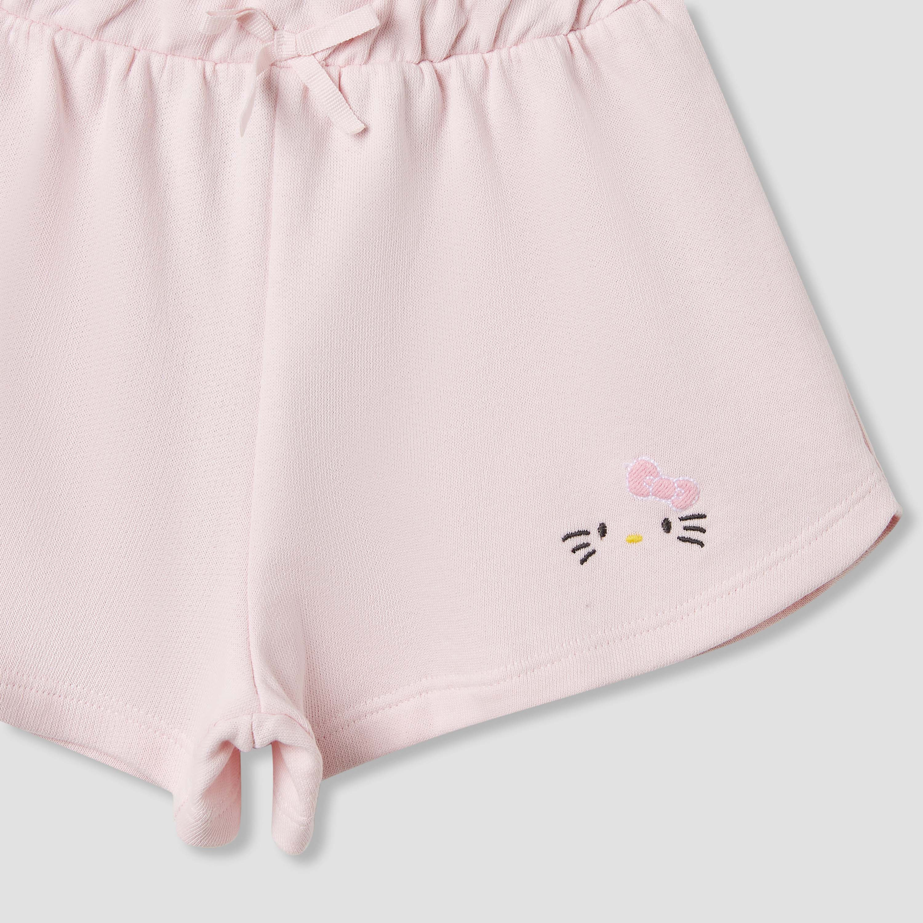 Sanrio Hello Kitty Print Shorts with Elasticated Waist - Set of 2-baby-girls-clothing-bottoms-shorts-image-5