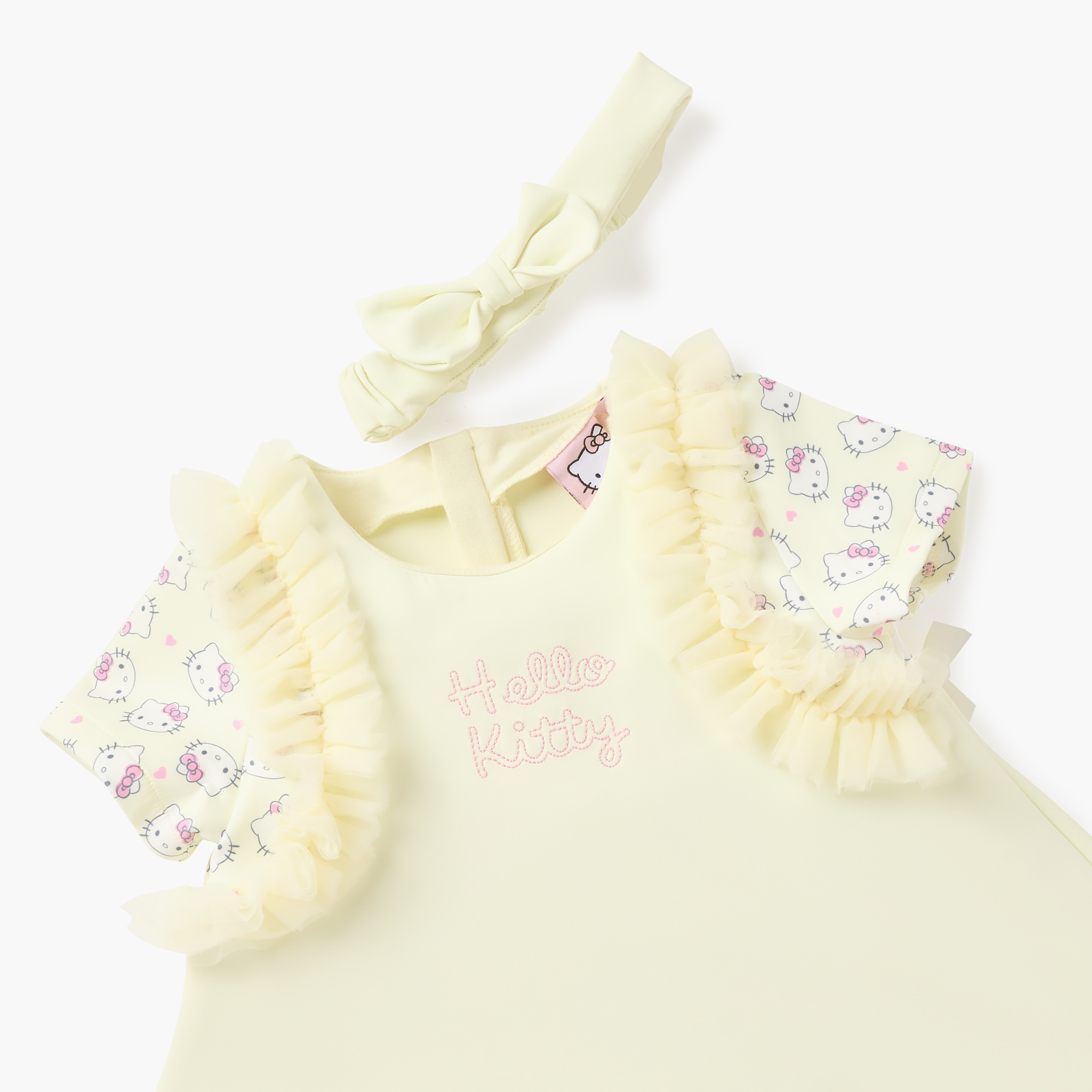 Sanrio Hello Kitty Print A-line Dress with Ruffle Detail and Headband Set-baby-girls-clothing-dressesandjumpsuits-image-3