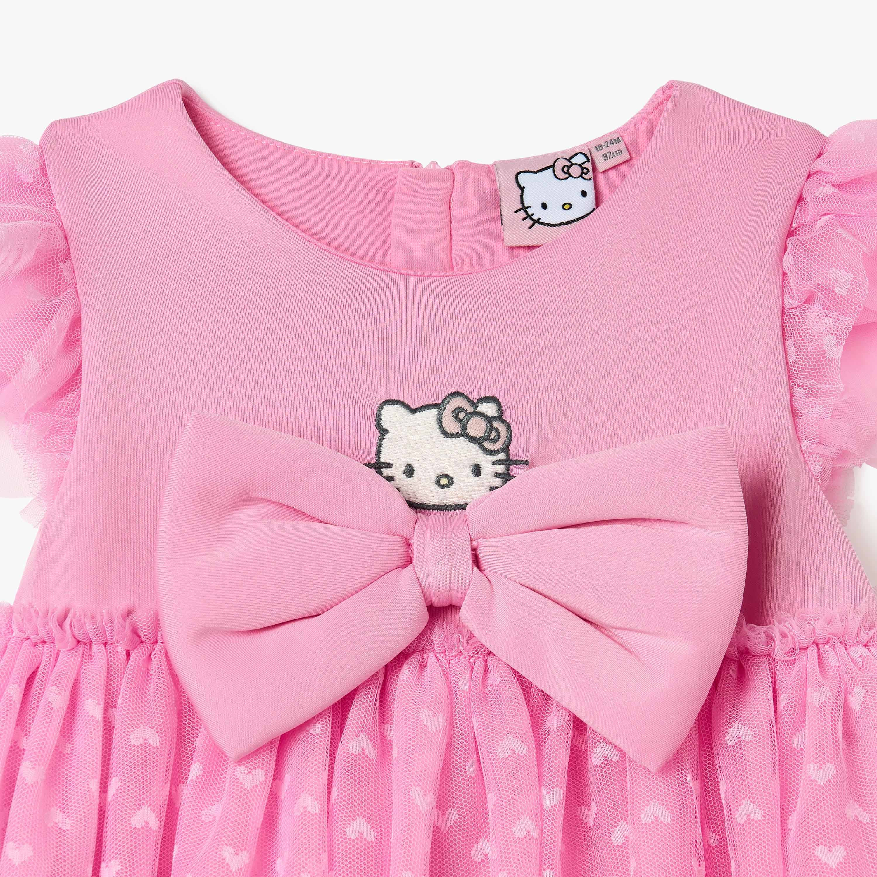 فستان بتفاصيل كشكش وزخارف هالو كيتي من سانريو-baby-girls-clothing-dressesandjumpsuits-image-3