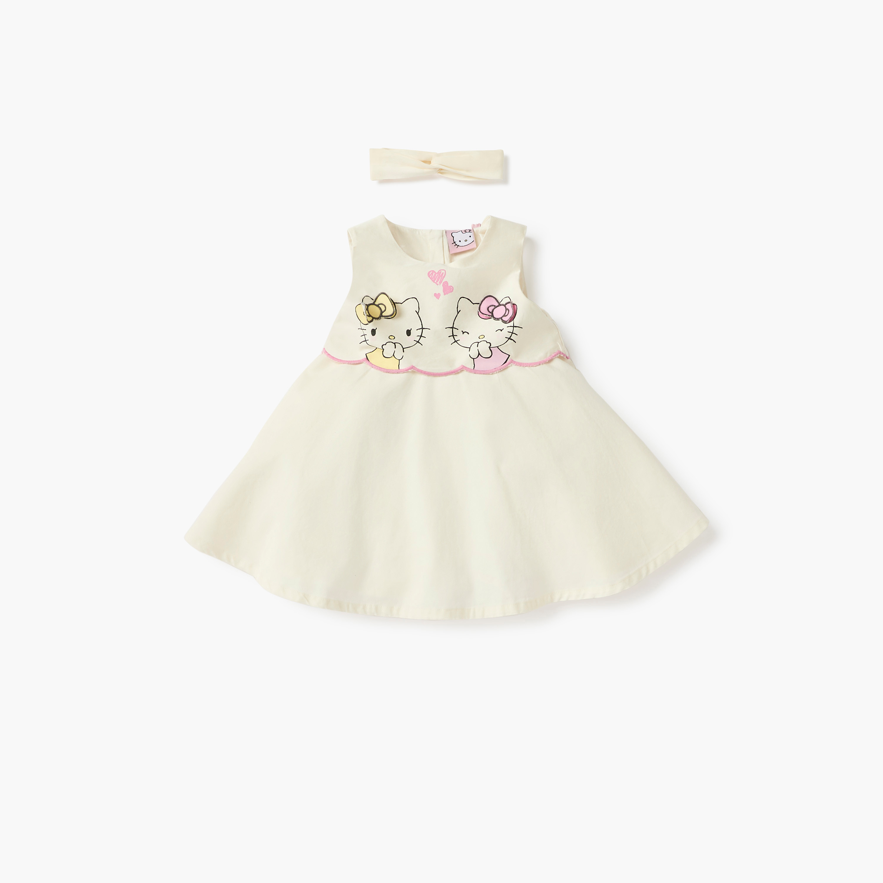 Sanrio Hello Kitty Print Sleeveless Dress with Headband-baby-girls-clothing-dressesandjumpsuits-image-1