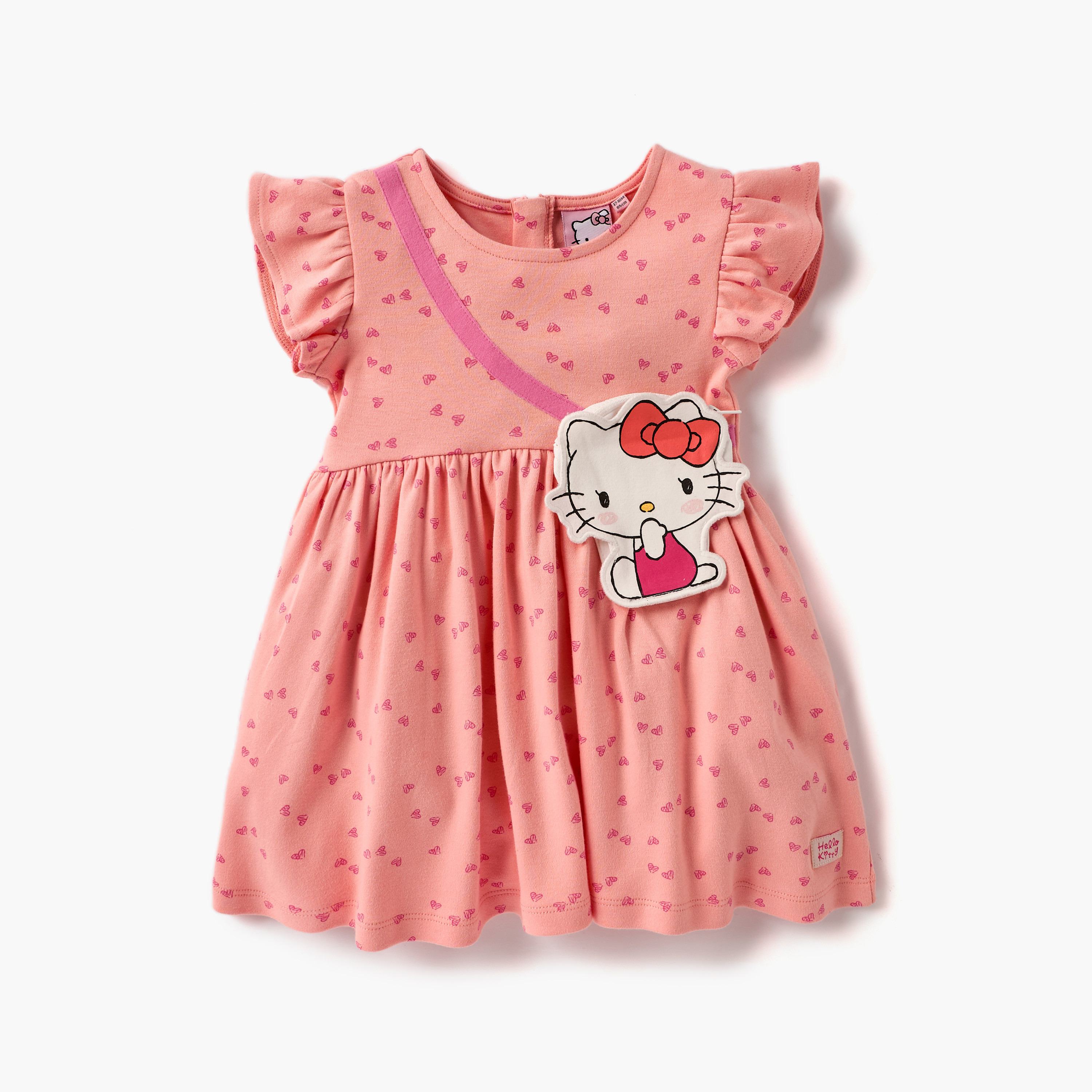 Sanrio Heart Print Dress with Headband and Attached Bag-baby-girls-clothing-dressesandjumpsuits-image-2