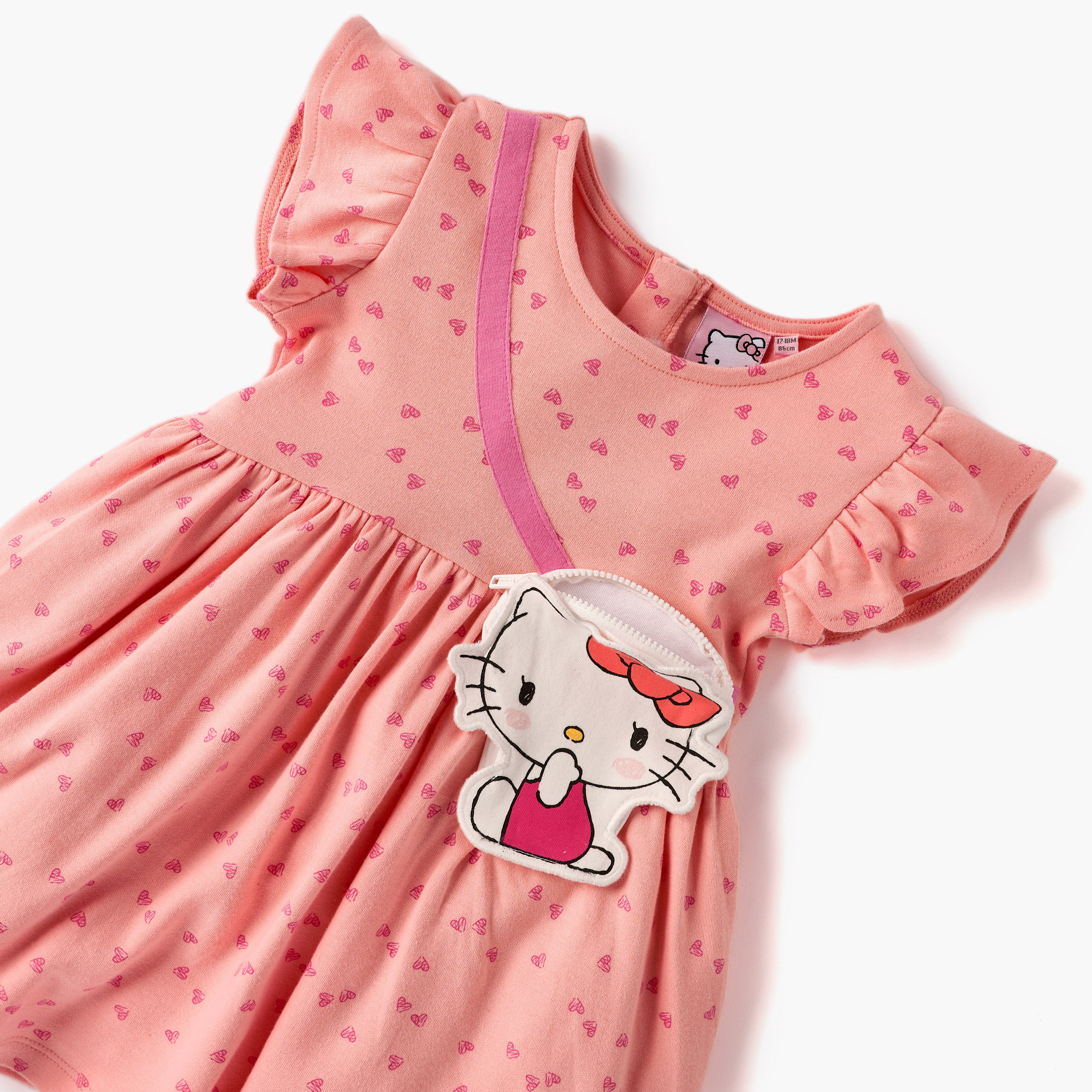 Sanrio Heart Print Dress with Headband and Attached Bag-baby-girls-clothing-dressesandjumpsuits-image-4