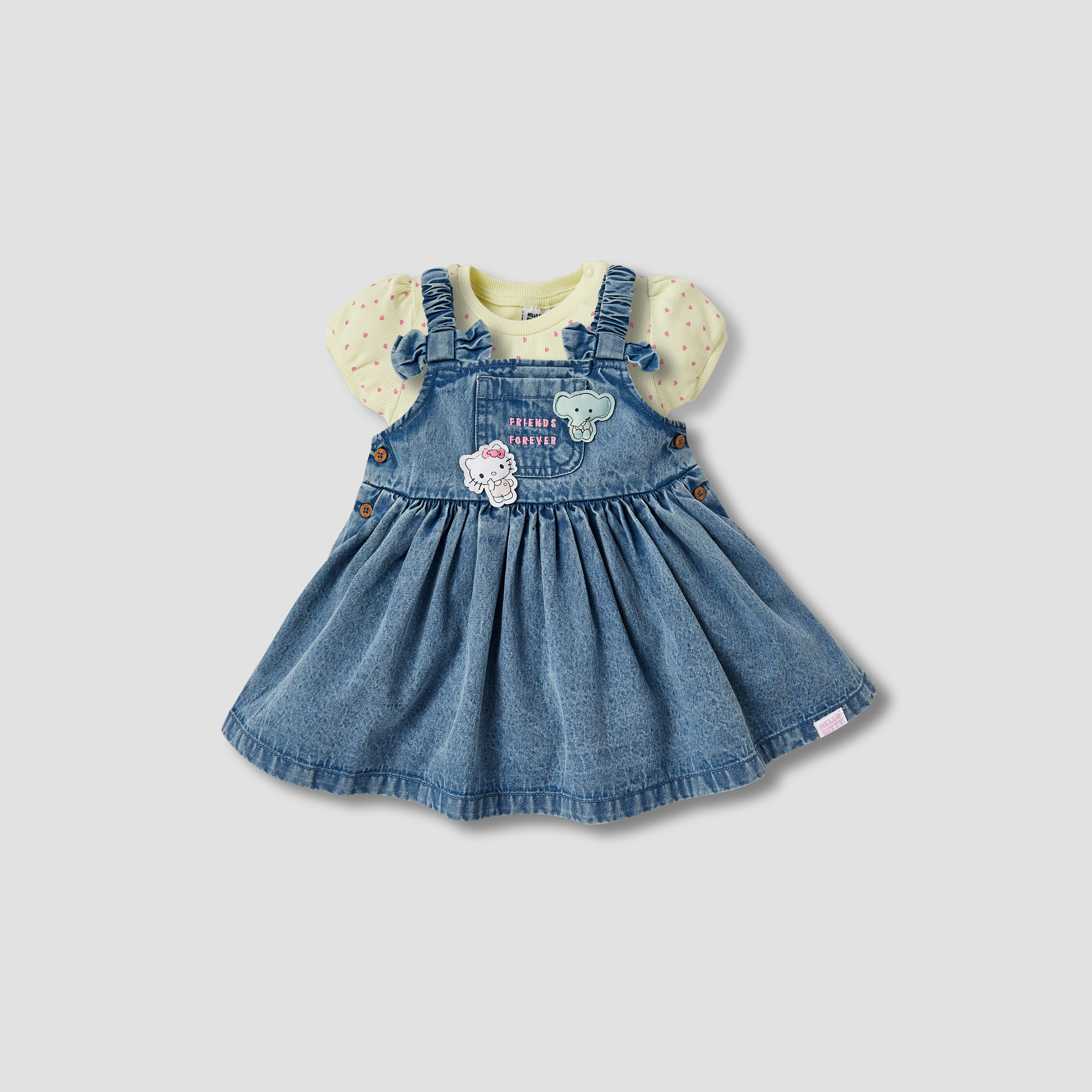 Sanrio 2-Piece Girls Set - Cotton - Dungaree Dress, T-shirt - Hello Kitty Accent-baby-girls-clothing-setsandcoords-image-1