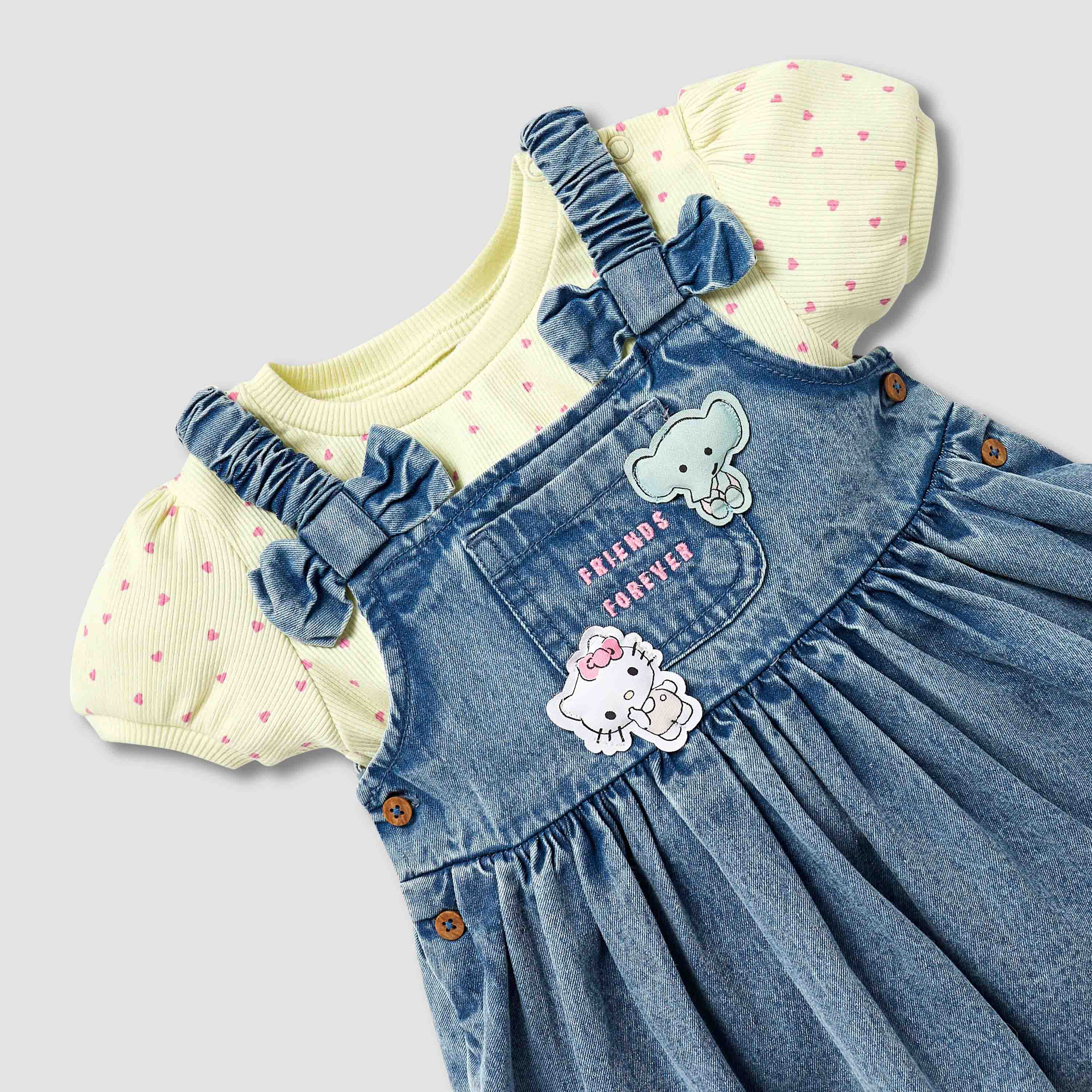 Sanrio 2-Piece Girls Set - Cotton - Dungaree Dress, T-shirt - Hello Kitty Accent-baby-girls-clothing-setsandcoords-image-4