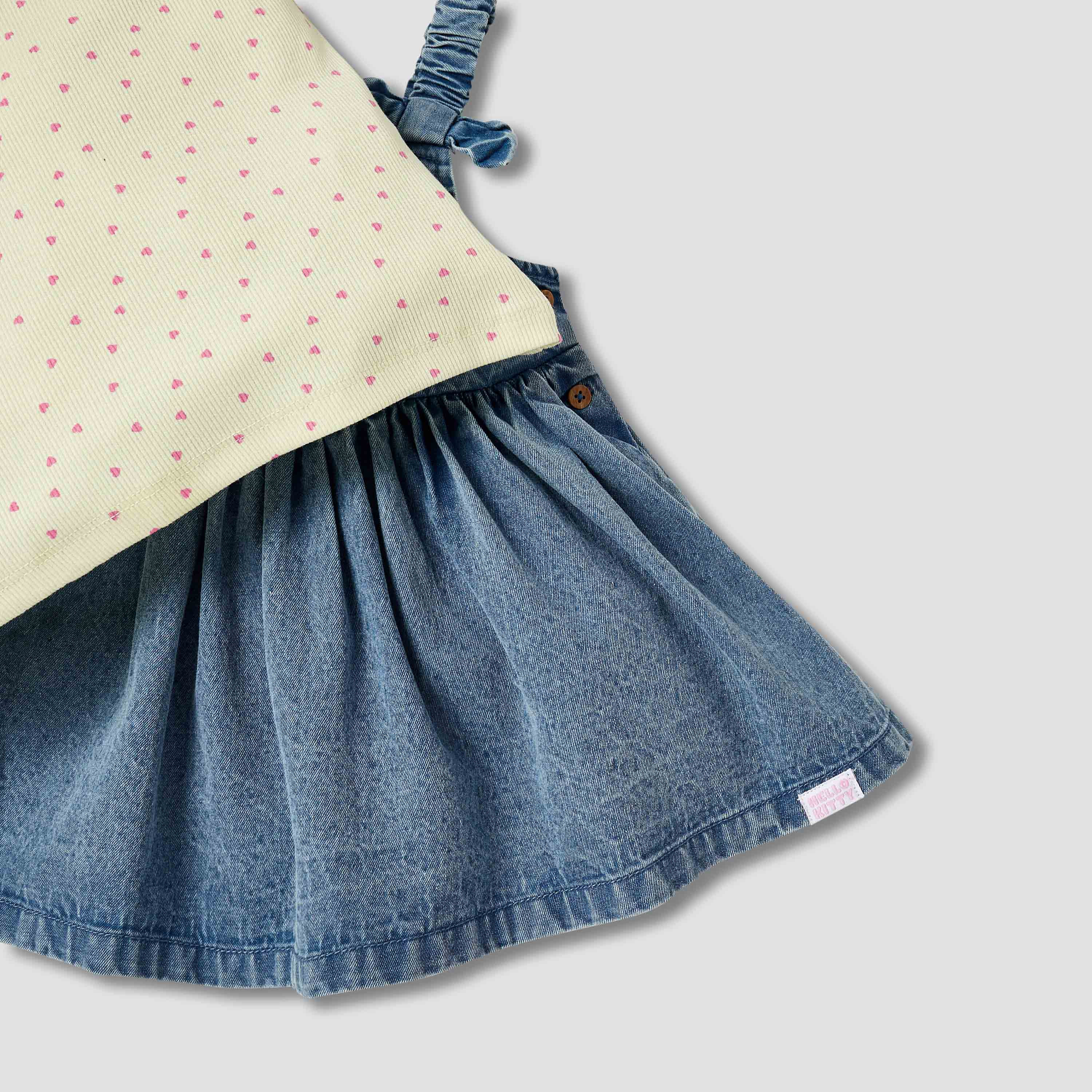 Sanrio 2-Piece Girls Set - Cotton - Dungaree Dress, T-shirt - Hello Kitty Accent-baby-girls-clothing-setsandcoords-image-5