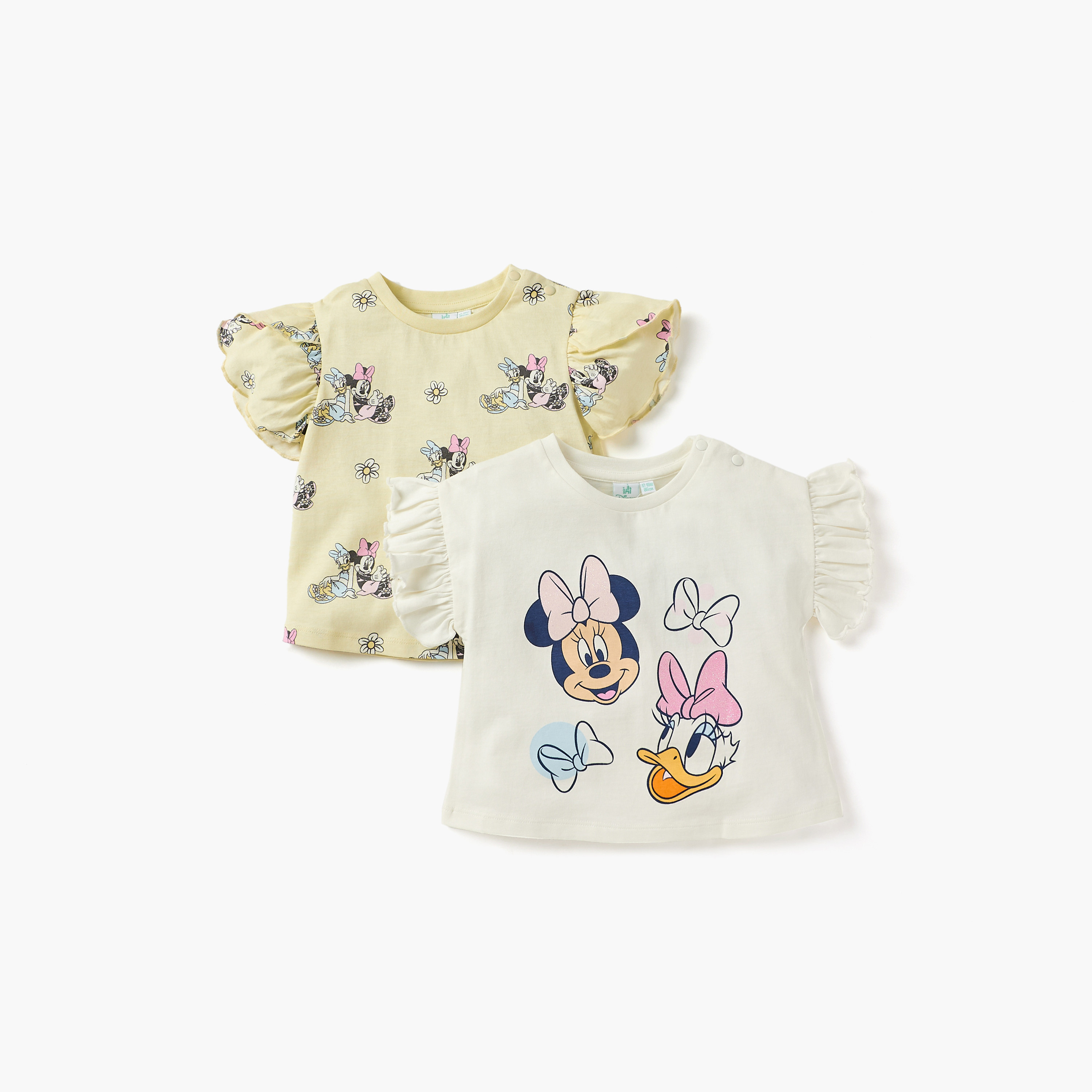 تيشيرتات بطبعات ديزي داك وميني ماوس من دزني - طقم من قطعتين-baby-girls-clothing-tshirts-image-1