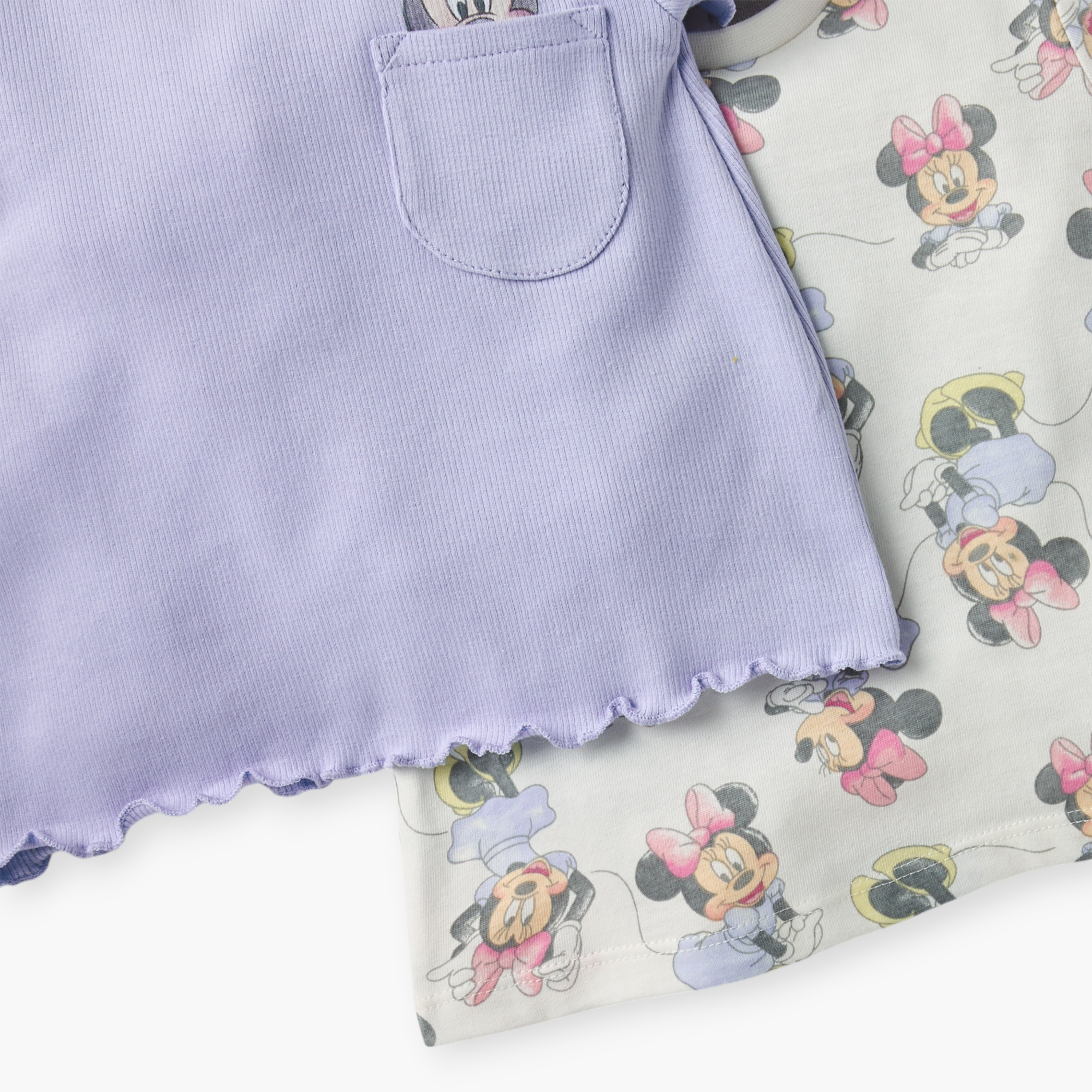 Disney Minnie Mouse Print Crew Neck T-shirt with Button Closure - Set of 2-baby-girls-clothing-tshirts-image-5