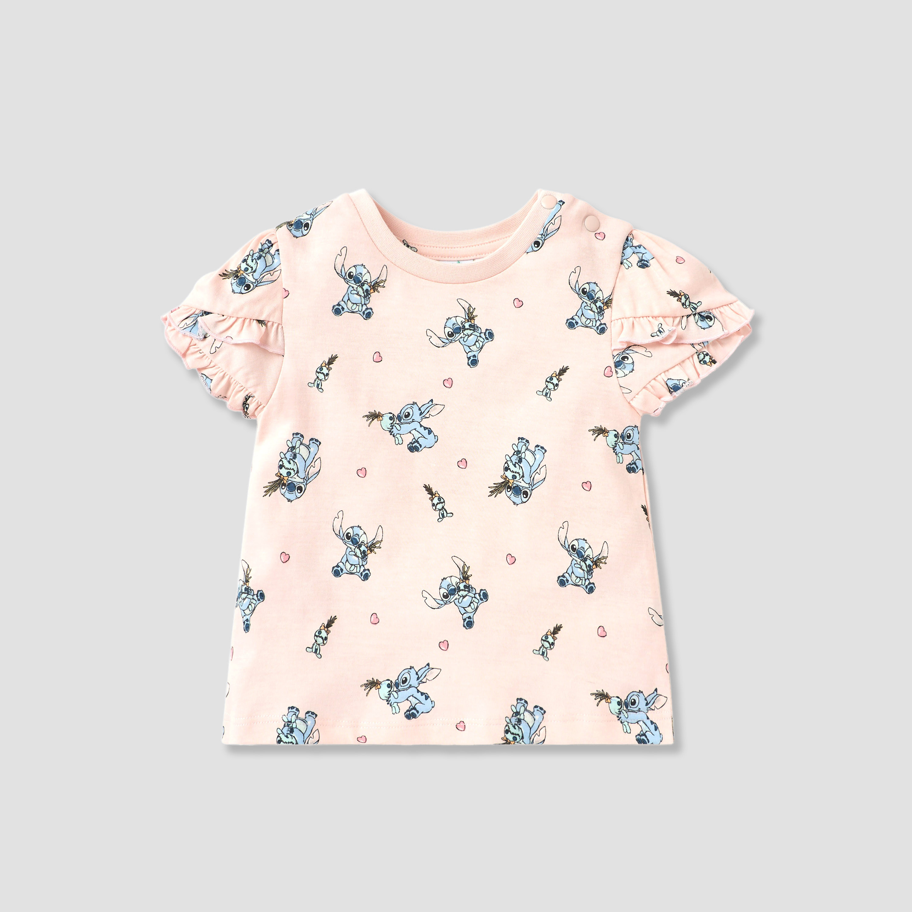 Disney Sticth Print T-shirt with Ruffle Sleeves - Set of 2-baby-girls-clothing-tshirts-image-2