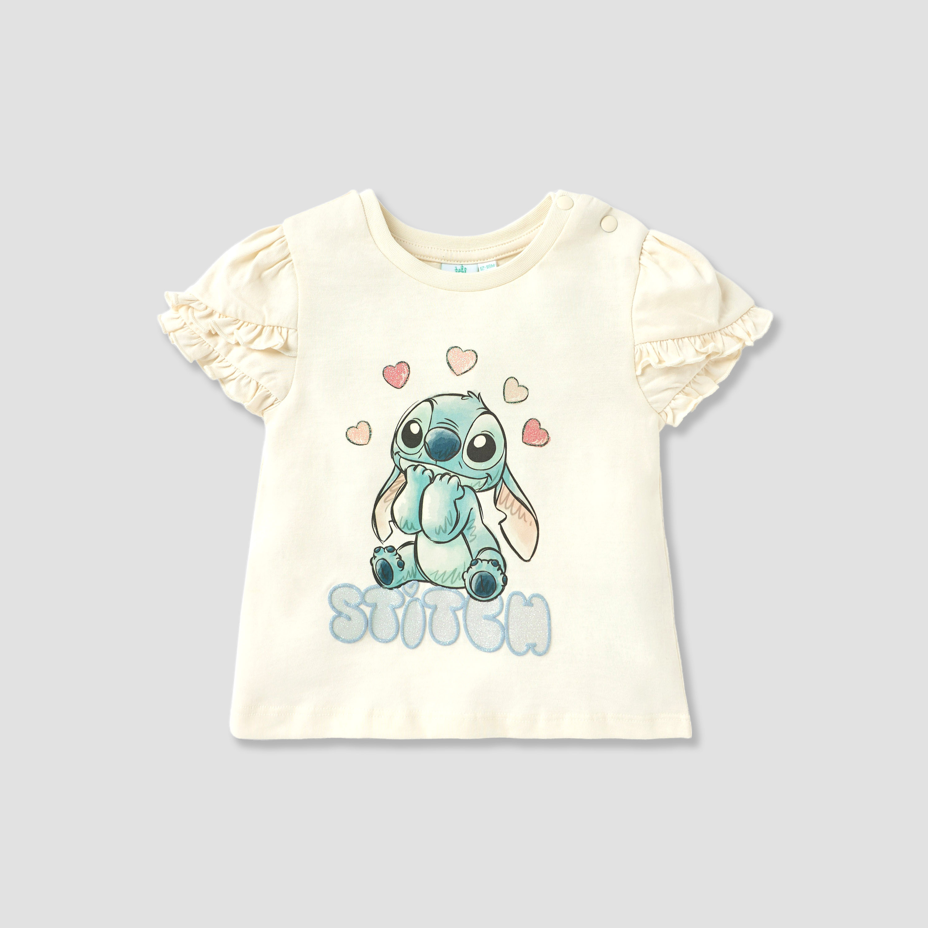 Disney Sticth Print T-shirt with Ruffle Sleeves - Set of 2-baby-girls-clothing-tshirts-image-3