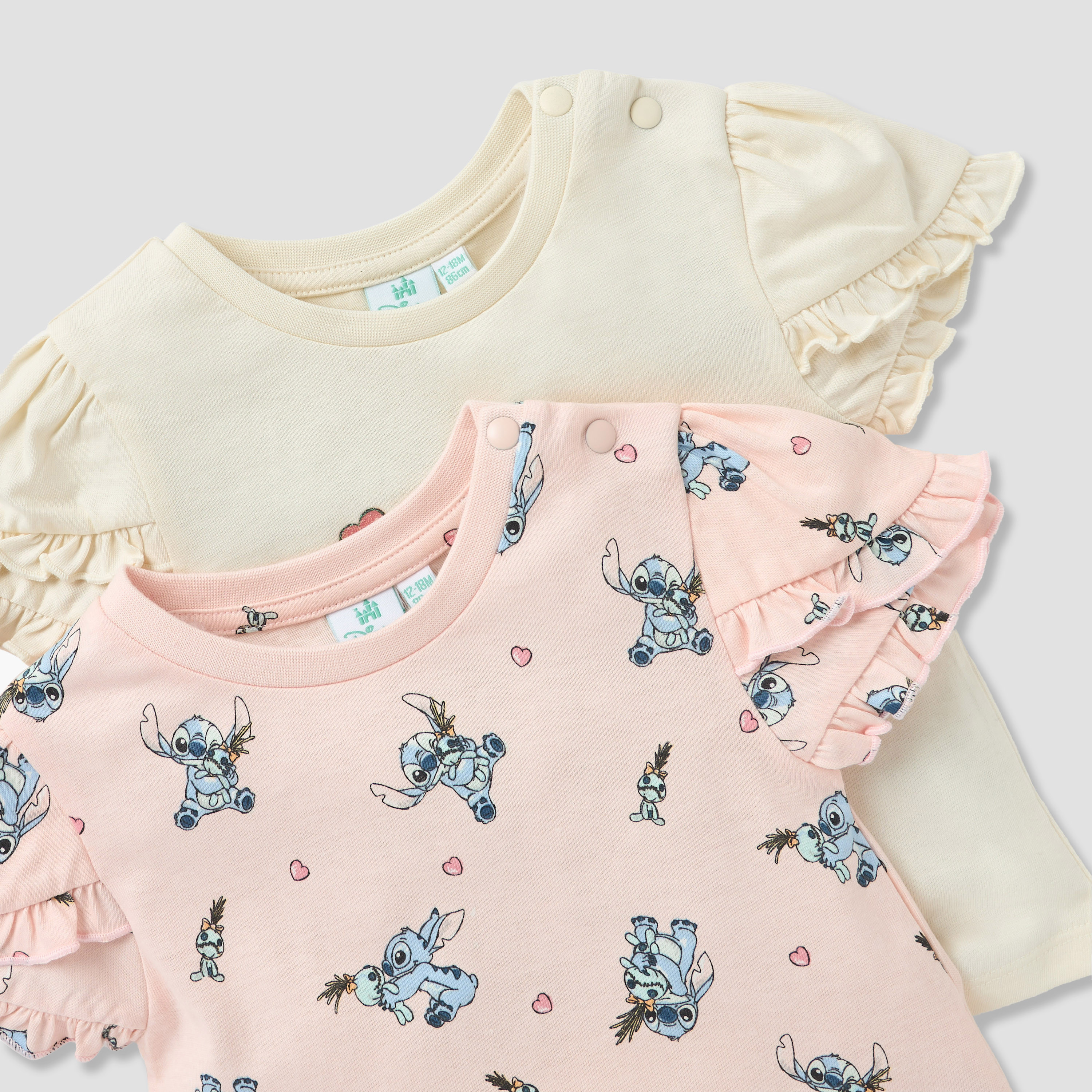 Disney Sticth Print T-shirt with Ruffle Sleeves - Set of 2-baby-girls-clothing-tshirts-image-4