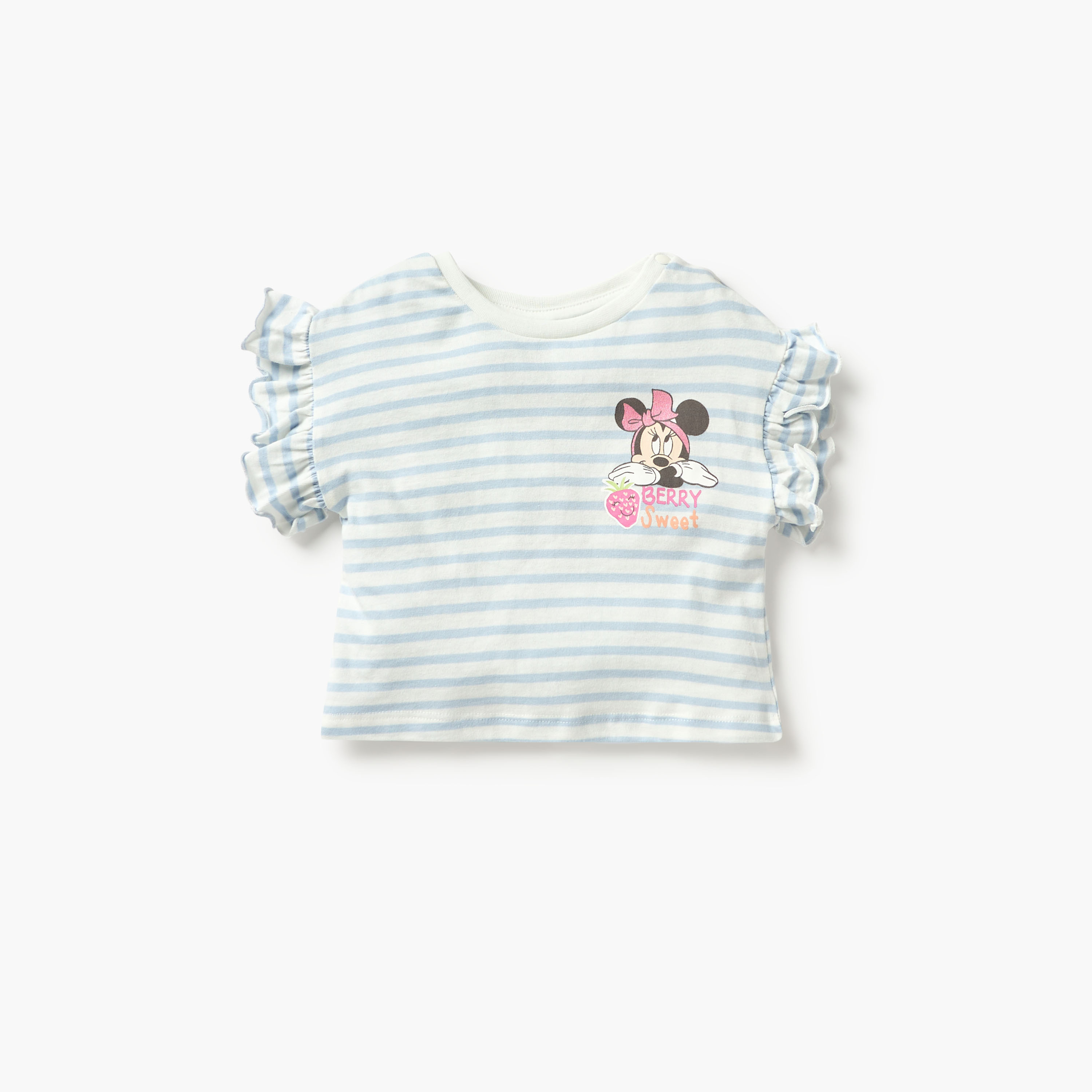 Disney Minnie Mouse Print T-shirt with Frill Sleeves- Set of 2-baby-girls-clothing-tshirts-image-2
