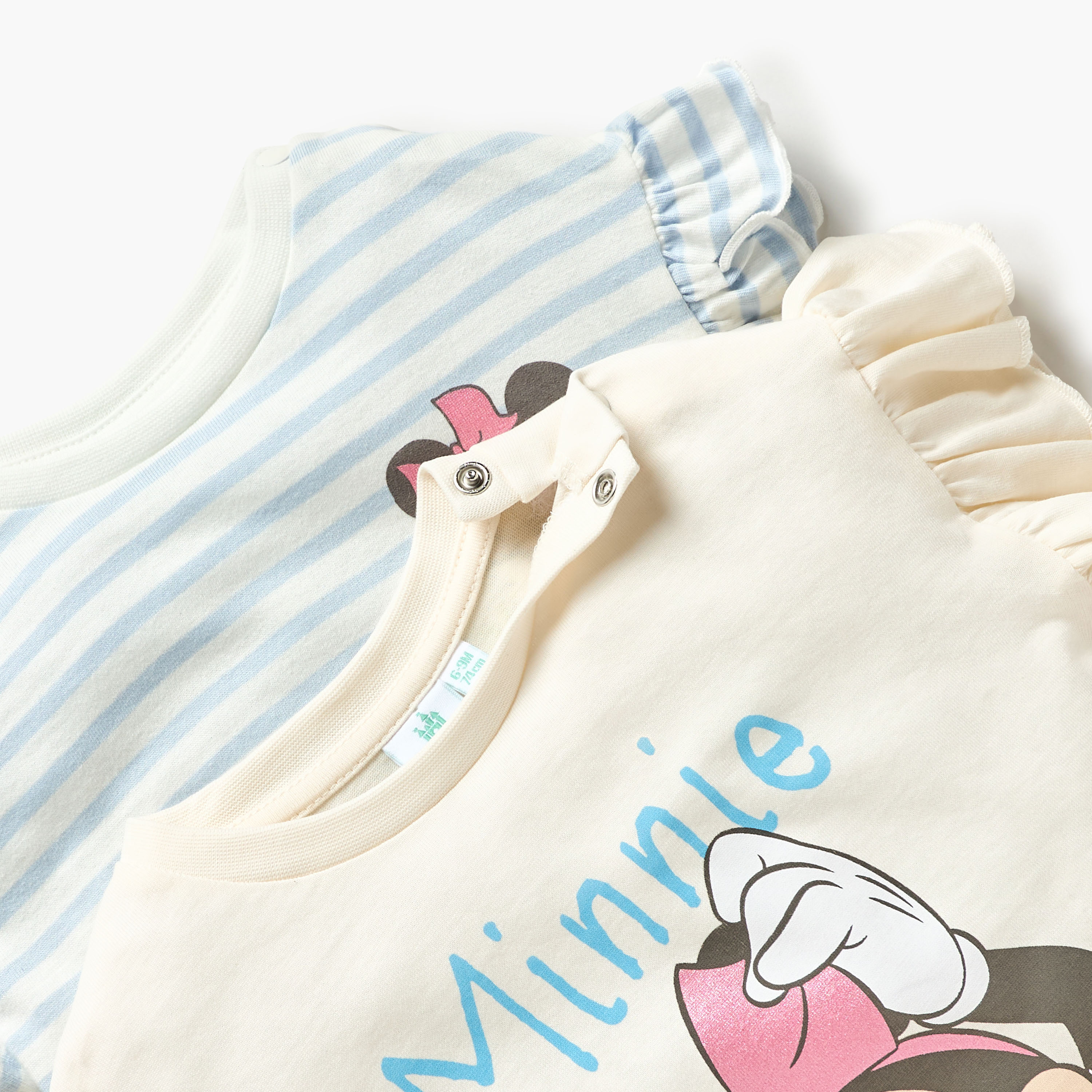 Disney Minnie Mouse Print T-shirt with Frill Sleeves- Set of 2-baby-girls-clothing-tshirts-image-4
