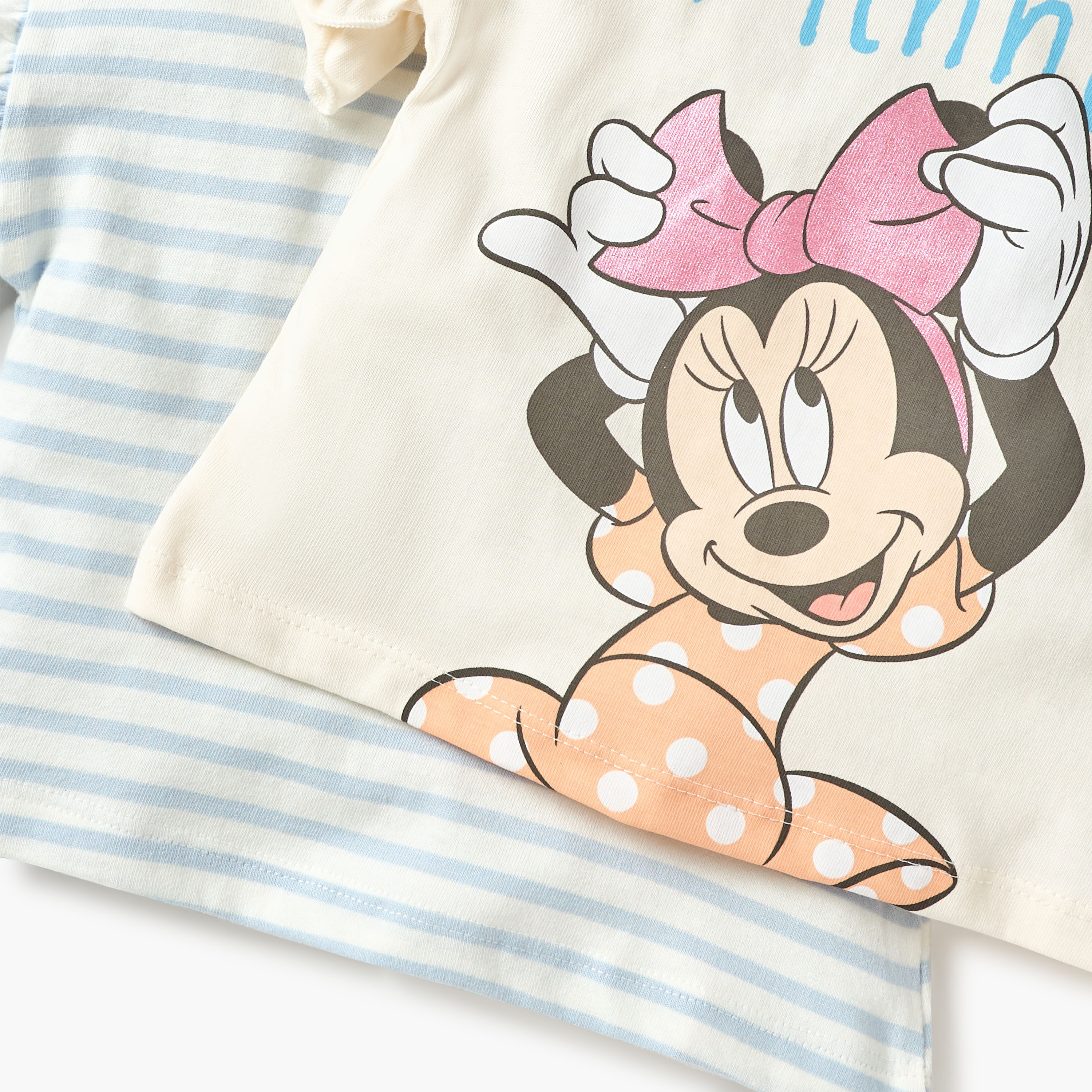 Disney Minnie Mouse Print T-shirt with Frill Sleeves- Set of 2-baby-girls-clothing-tshirts-image-5