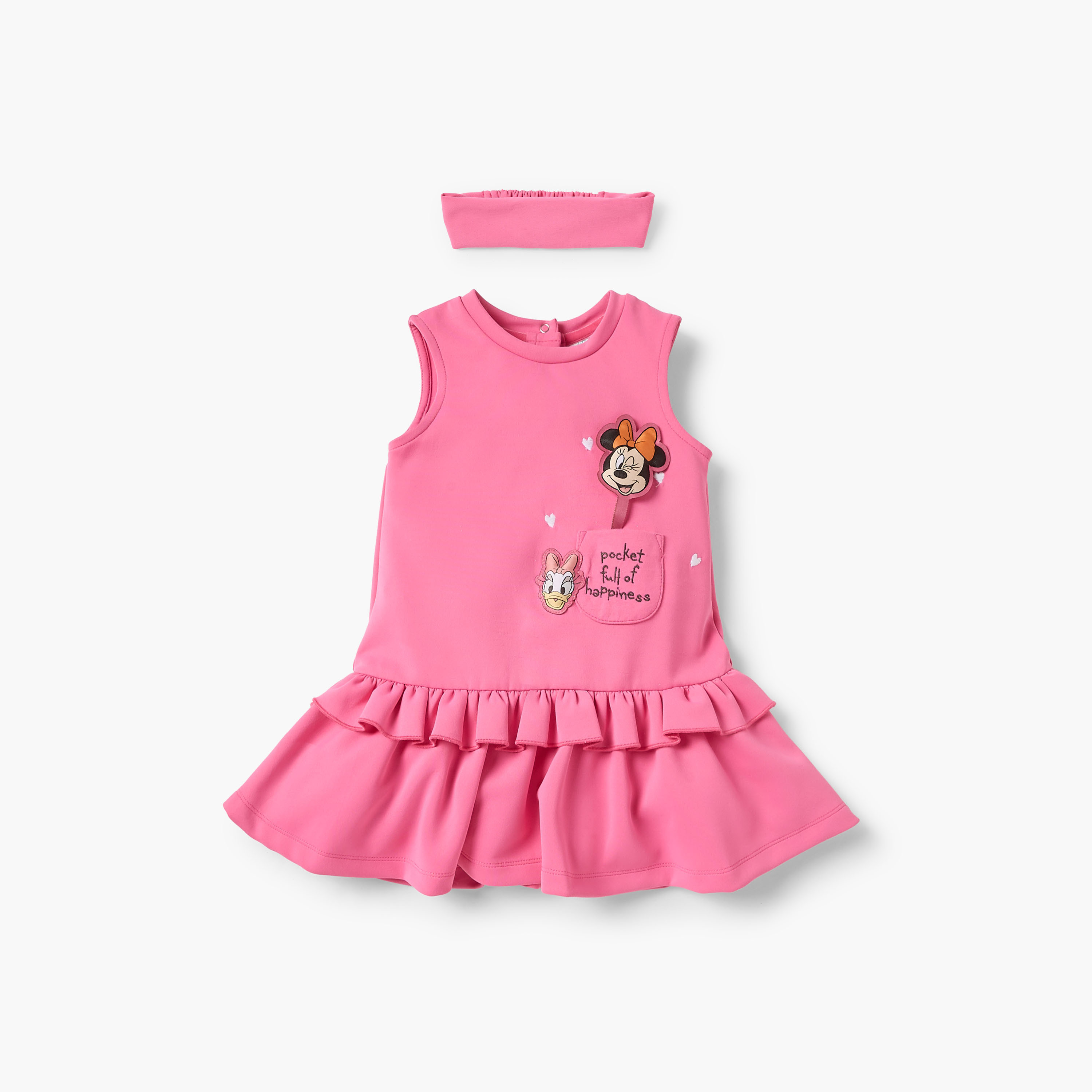فستان دون أكمام بزخارف ميني ماوس وديزي داك مع شريطة راس من ديزني-baby-girls-clothing-dressesandjumpsuits-image-1