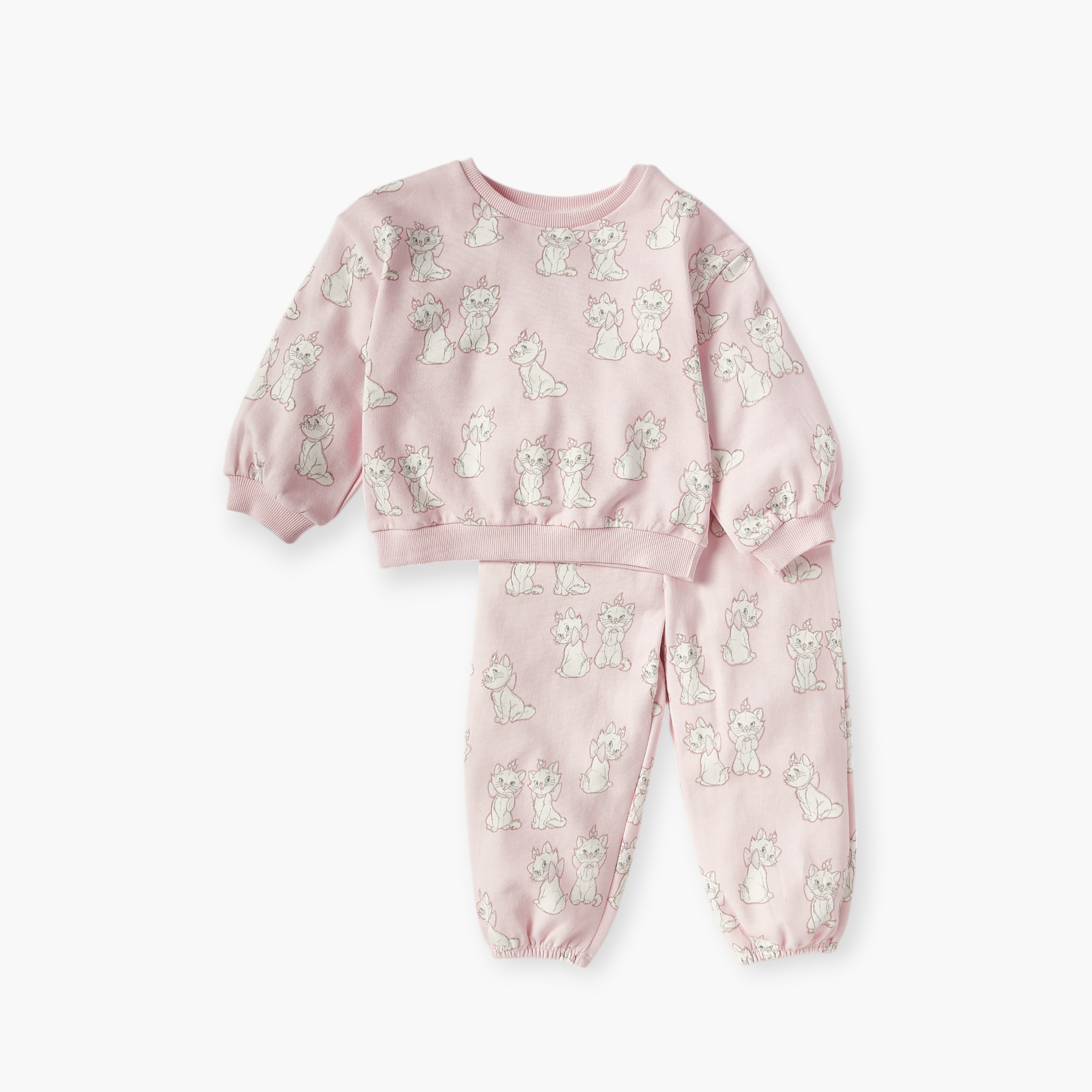 Disney Marie Print Long Sleeves Sweatshirt and Elasticated Joggers Set-baby-girls-clothing-setsandcoords-image-1