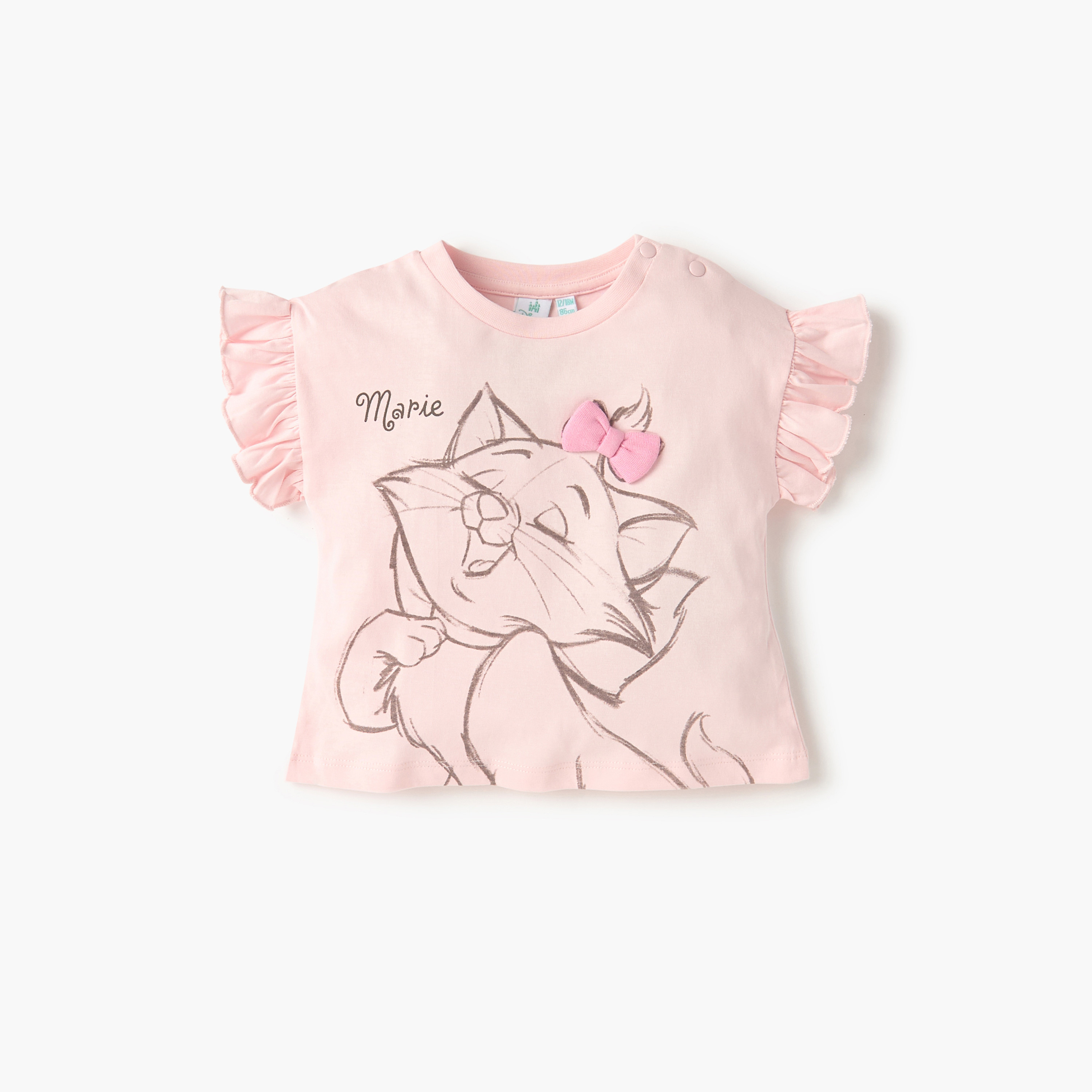 Disney Marie Print Round Neck T-shirt and Shorts Set-baby-girls-clothing-setsandcoords-image-2