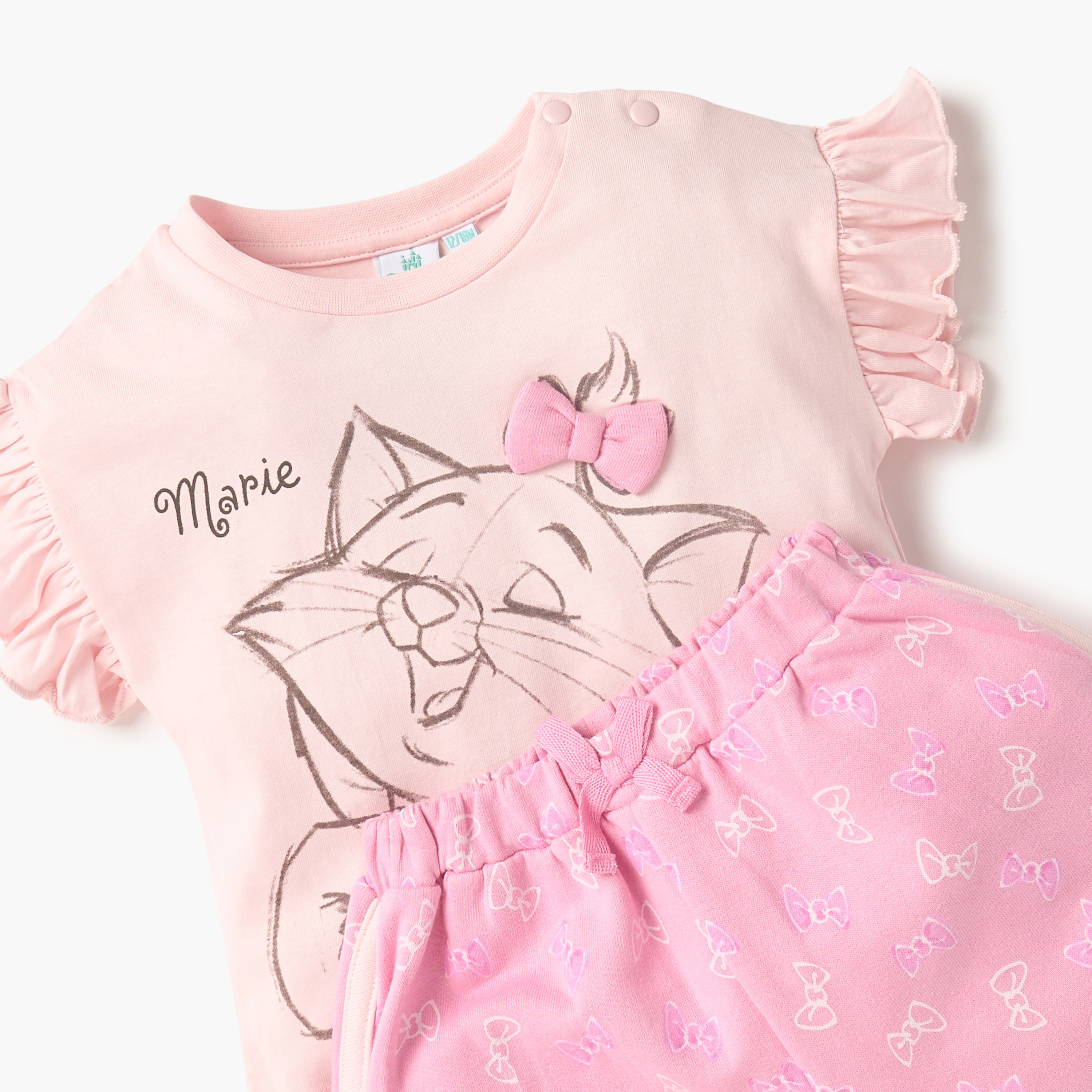 Disney Marie Print Round Neck T-shirt and Shorts Set-baby-girls-clothing-setsandcoords-image-4
