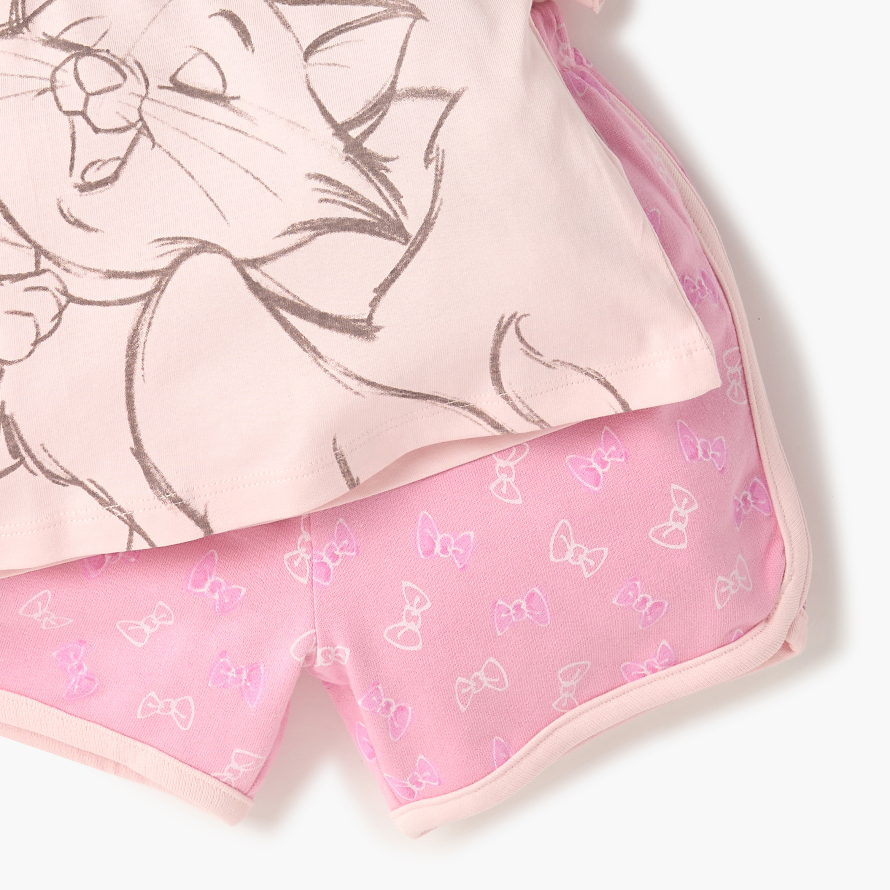 Disney Marie Print Round Neck T-shirt and Shorts Set-baby-girls-clothing-setsandcoords-image-5