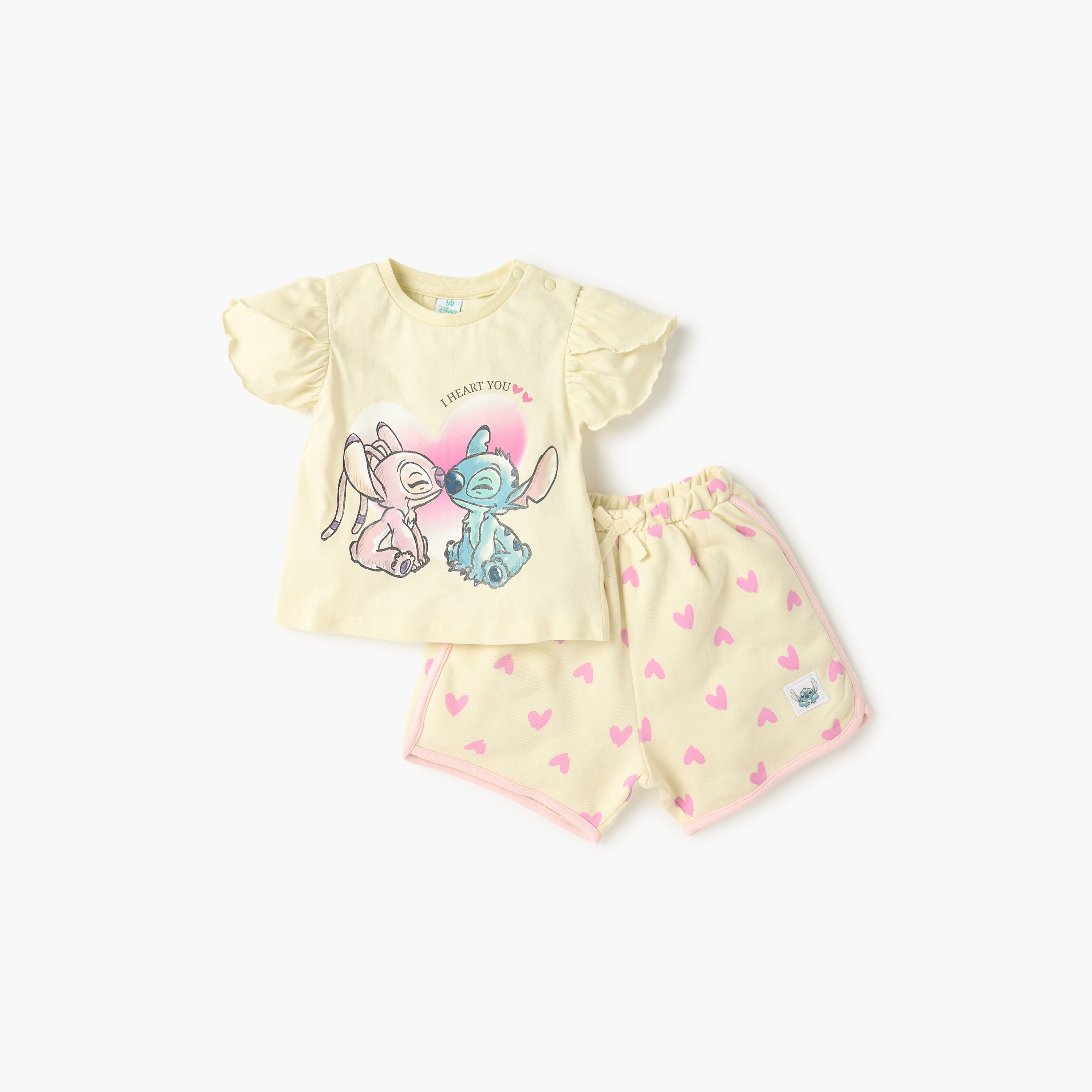 طقم شورت وتيشيرت بياقة مستديرة وطبعات ماري من ديزني-baby-girls-clothing-setsandcoords-image-1