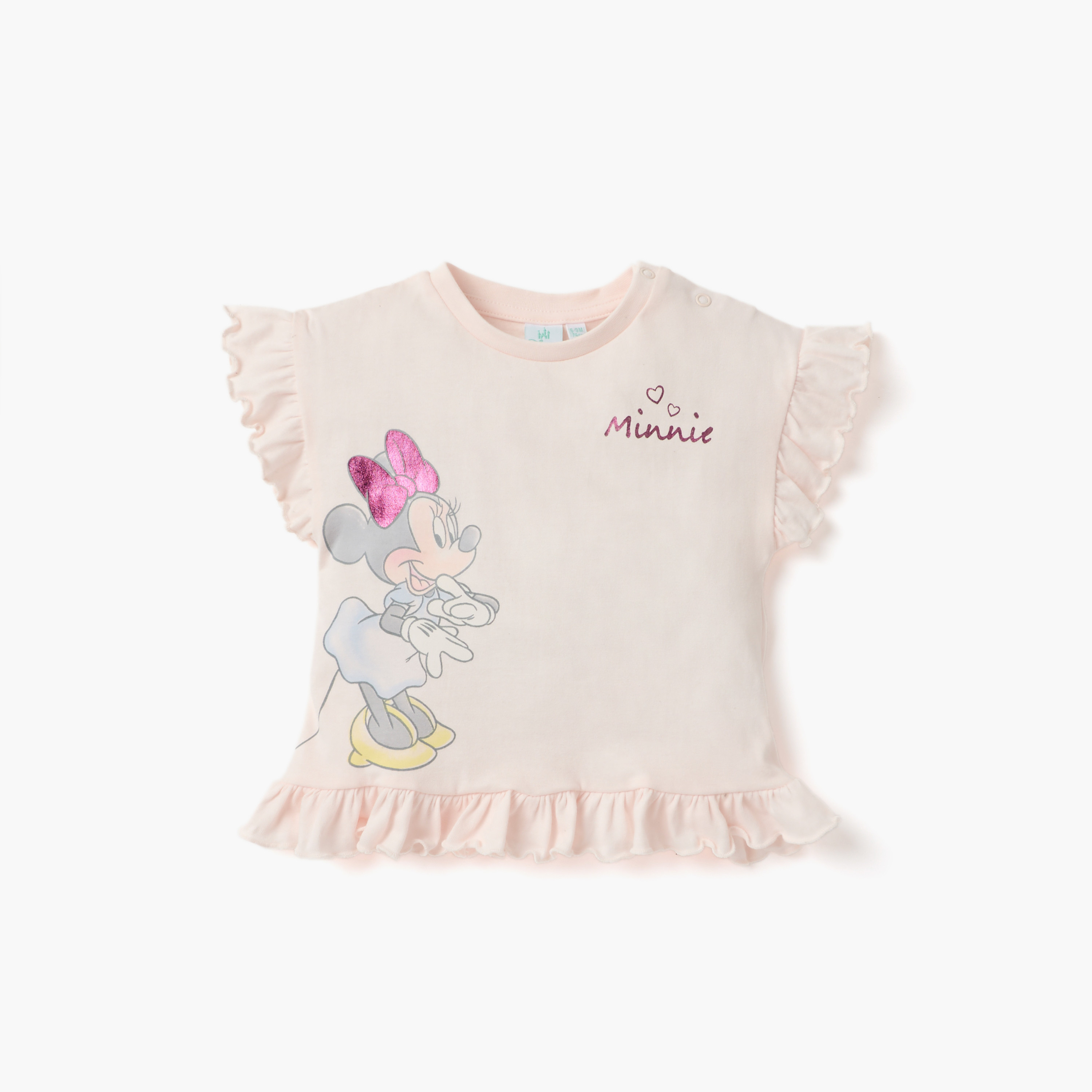 Disney Minnie Mouse Print Frilled T-shirt and Shorts Set-baby-girls-clothing-setsandcoords-image-2