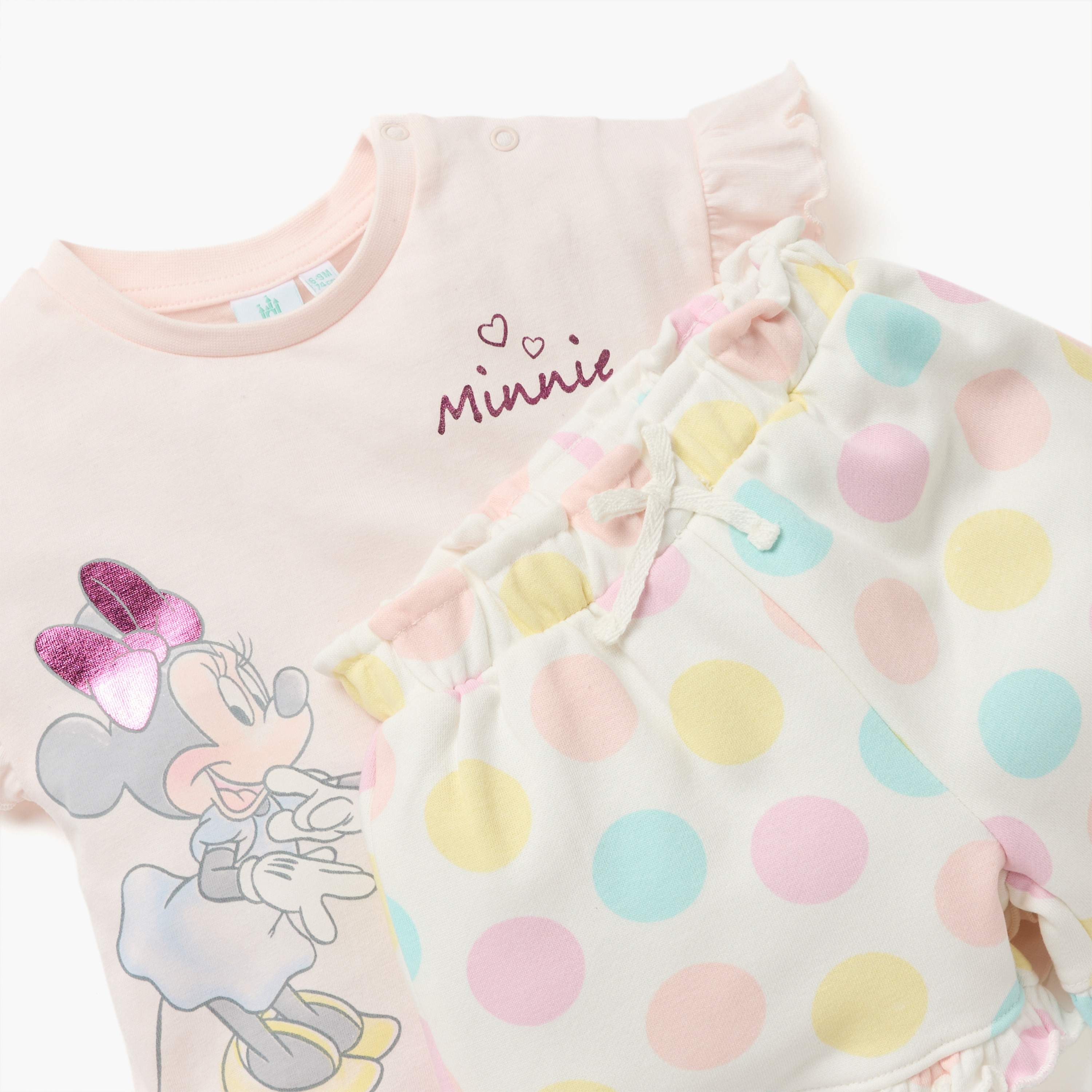 Disney Minnie Mouse Print Frilled T-shirt and Shorts Set-baby-girls-clothing-setsandcoords-image-4