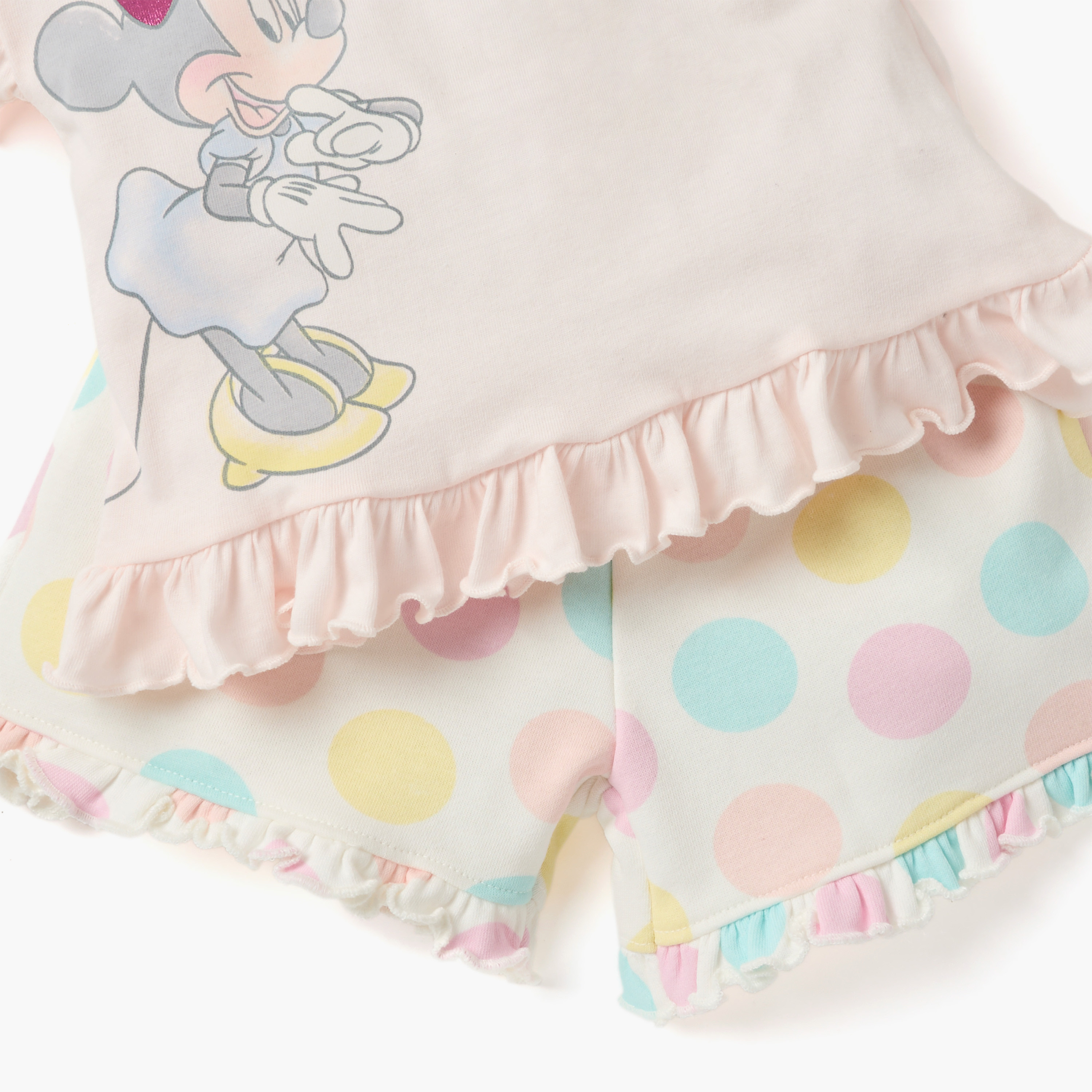 Disney Minnie Mouse Print Frilled T-shirt and Shorts Set-baby-girls-clothing-setsandcoords-image-5