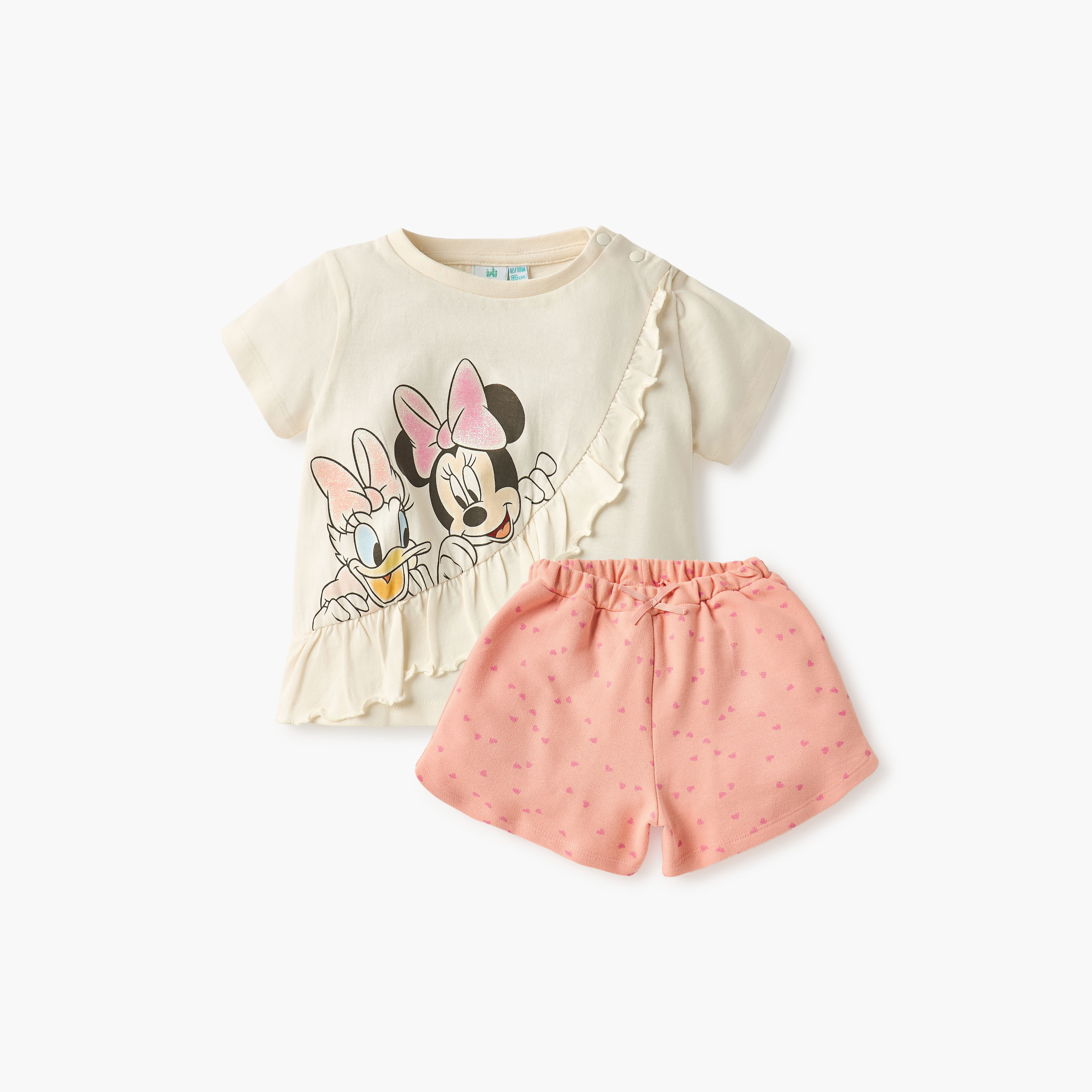 Disney Minnie Mouse and Daisy Duck Print T-shirt and Shorts Set-baby-girls-clothing-setsandcoords-image-1