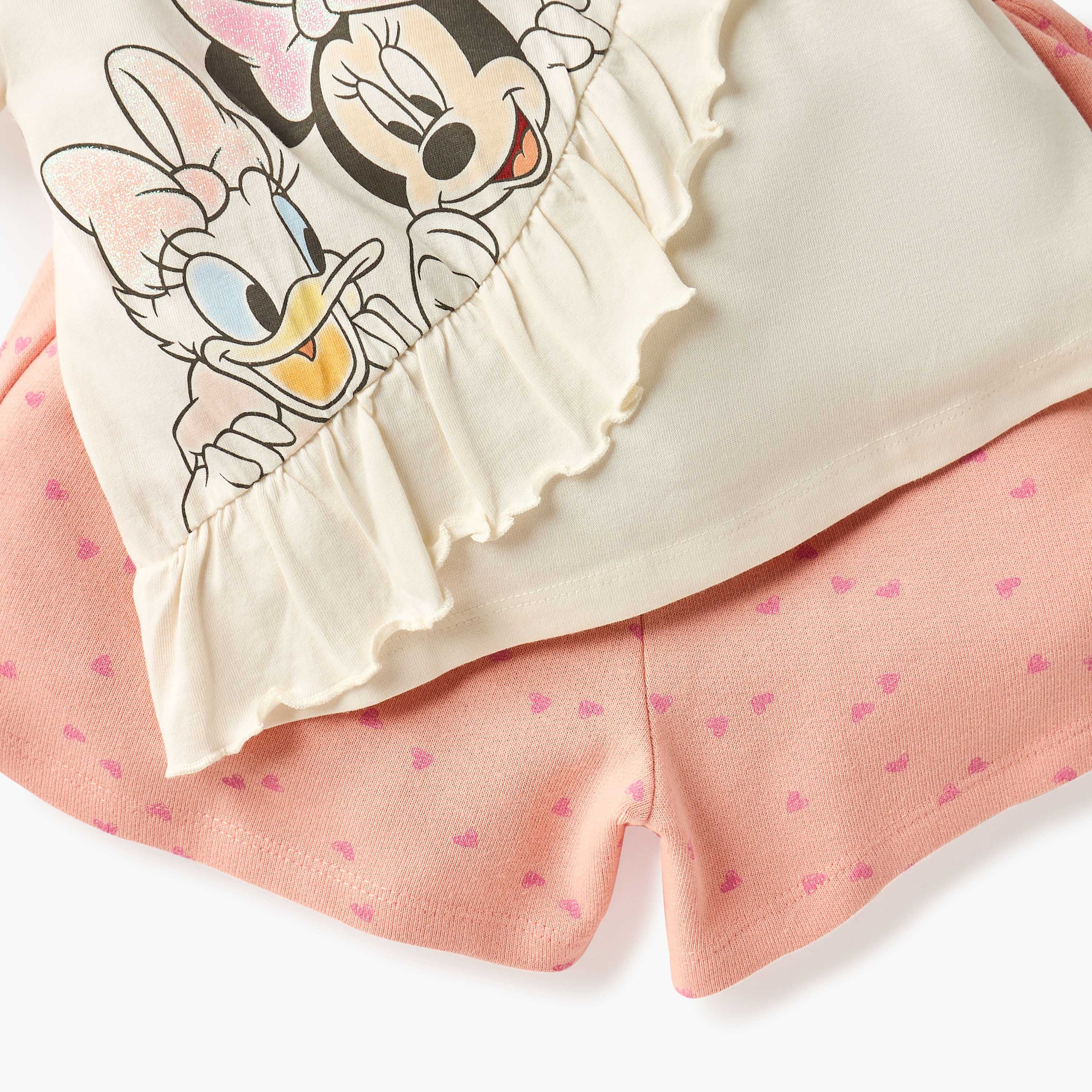 Disney Minnie Mouse and Daisy Duck Print T-shirt and Shorts Set-baby-girls-clothing-setsandcoords-image-5