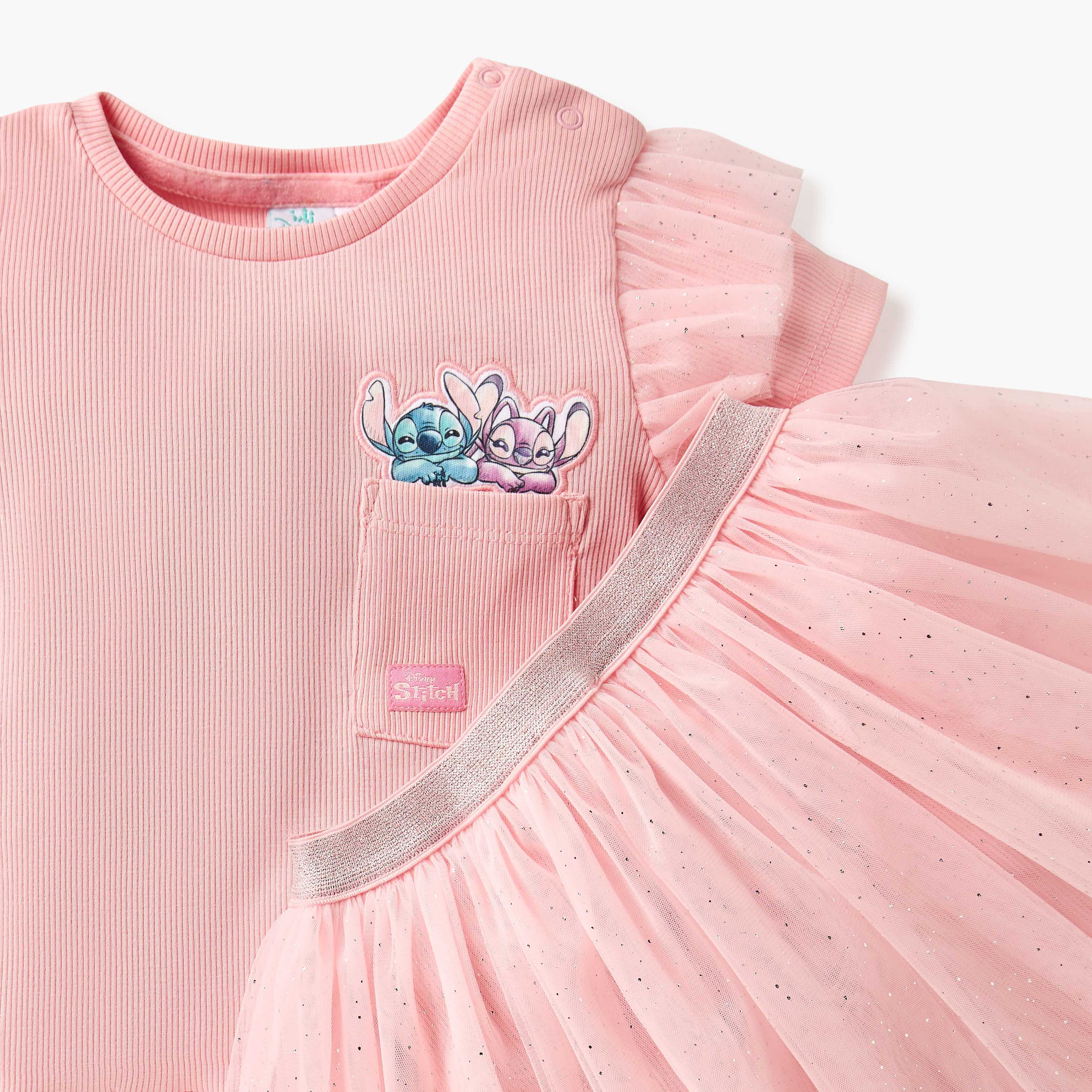Disney Stitch and Angel Applique T-shirt and Tutu Skirt Set-baby-girls-clothing-setsandcoords-image-4
