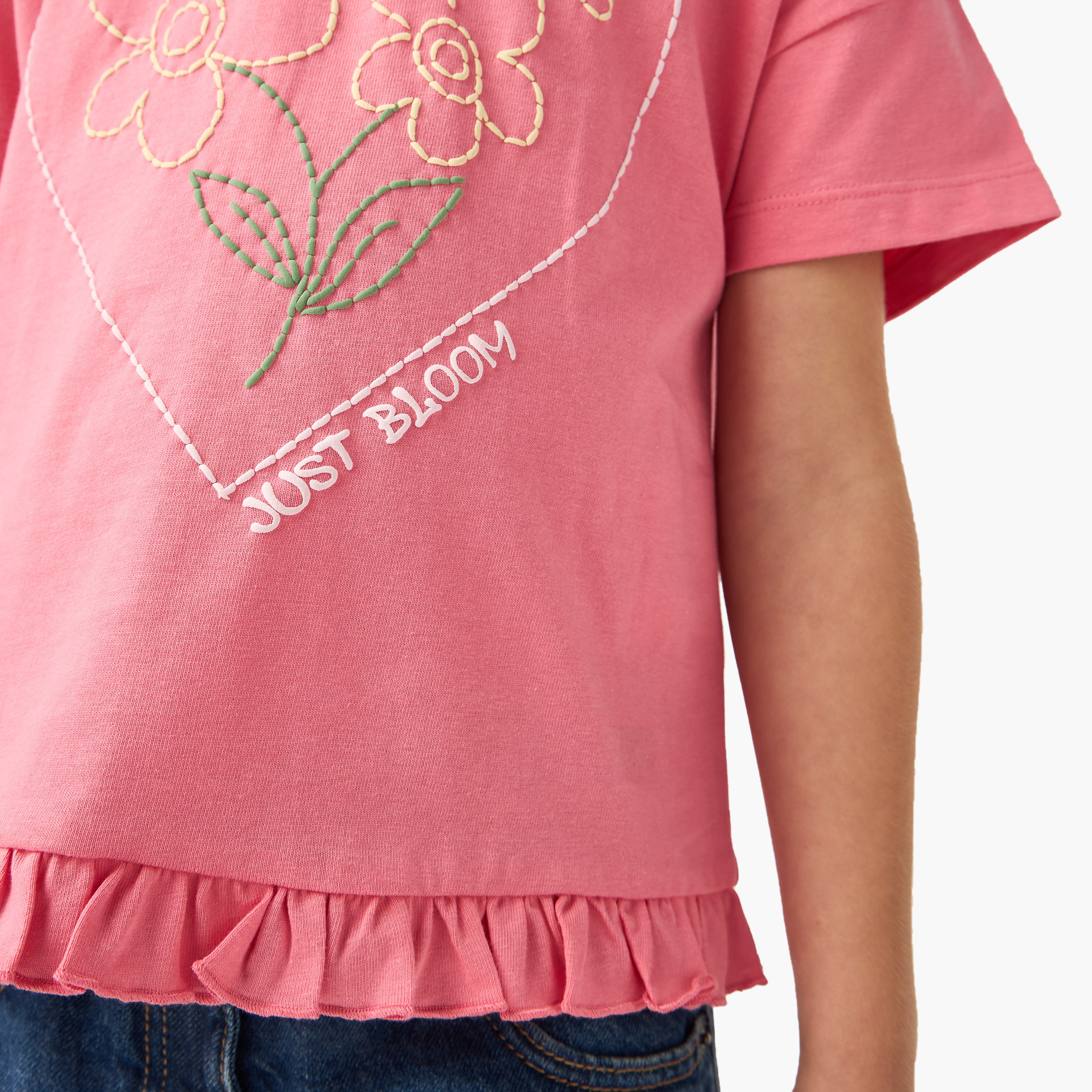 تيشيرتات متنوعة بأكمام قصيرة وياقة مستديرة من جونيورز - طقم من قطعتين-girls-clothing-tshirts-image-4
