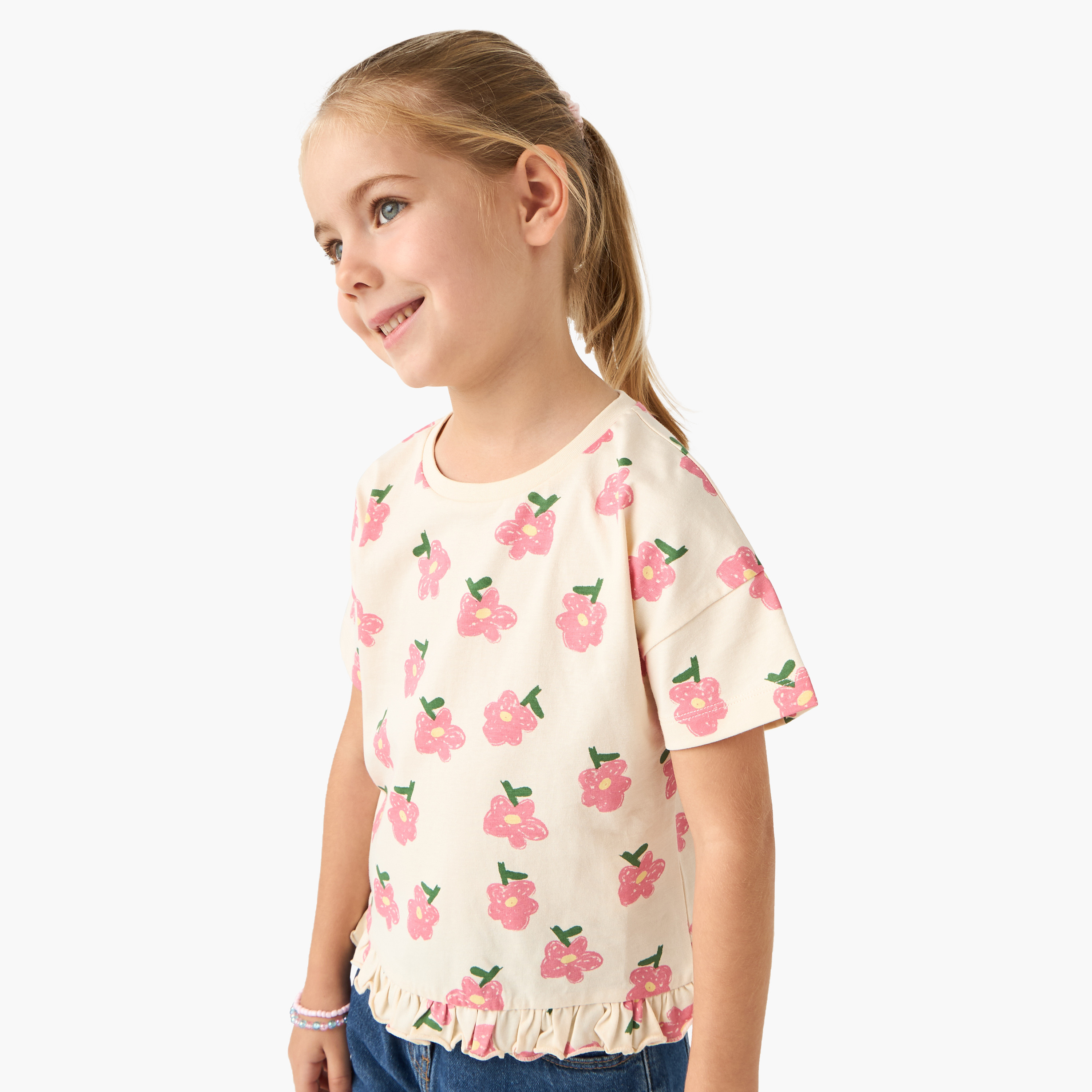 تيشيرتات متنوعة بأكمام قصيرة وياقة مستديرة من جونيورز - طقم من قطعتين-girls-clothing-tshirts-image-6