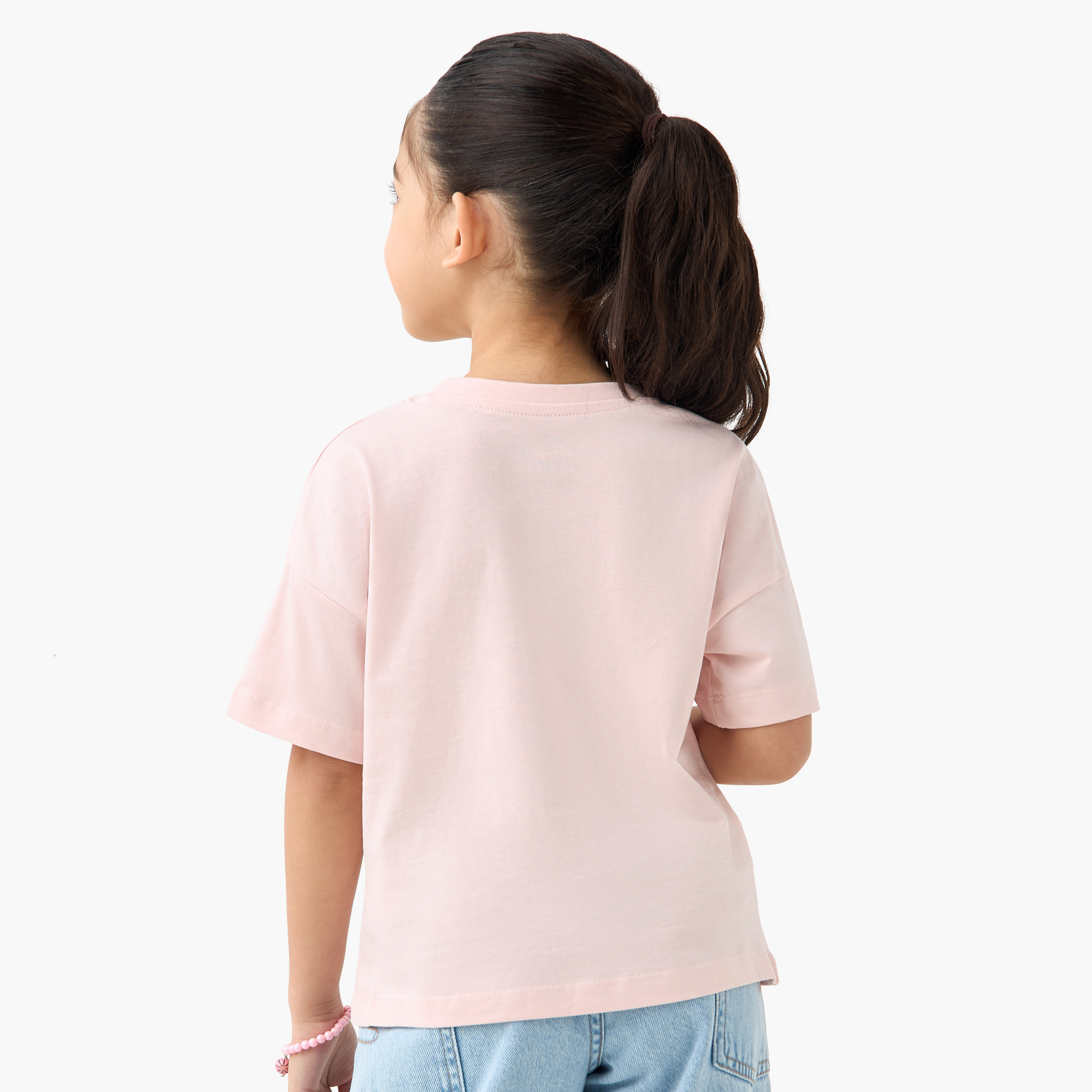 Juniors Graphic Print T-shirt with Short Sleeves-girls-clothing-tshirts-image-3